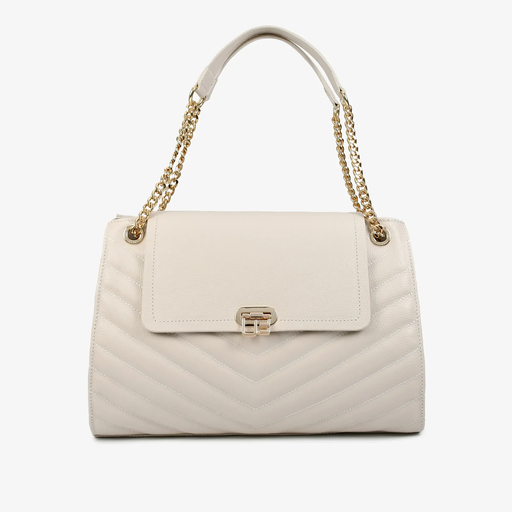 Bolsa De Ombro Off White Dourado Matelassê Couro — imagem 1