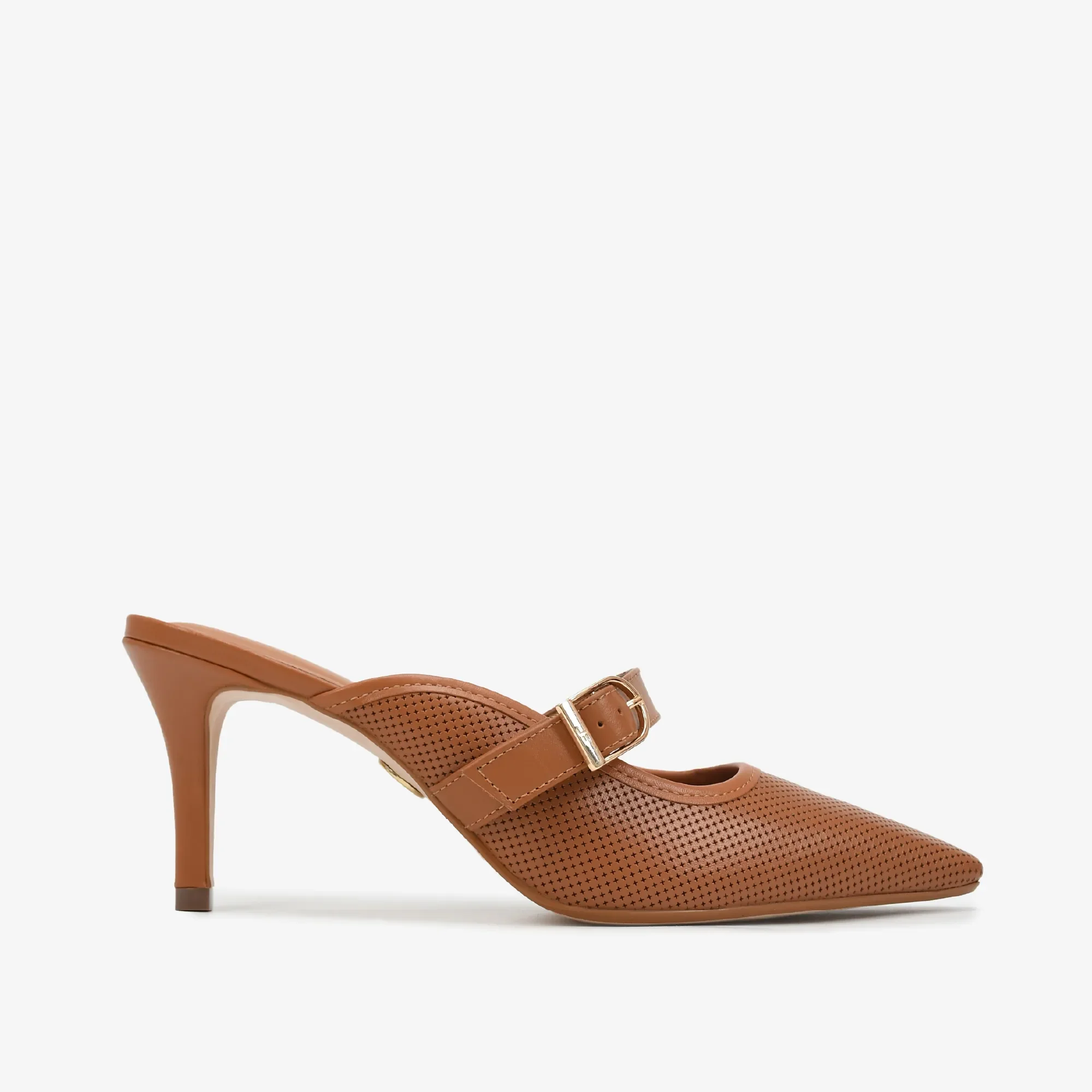 Mule Bico Quadrado Marrom Caramelo Couro — imagem 1