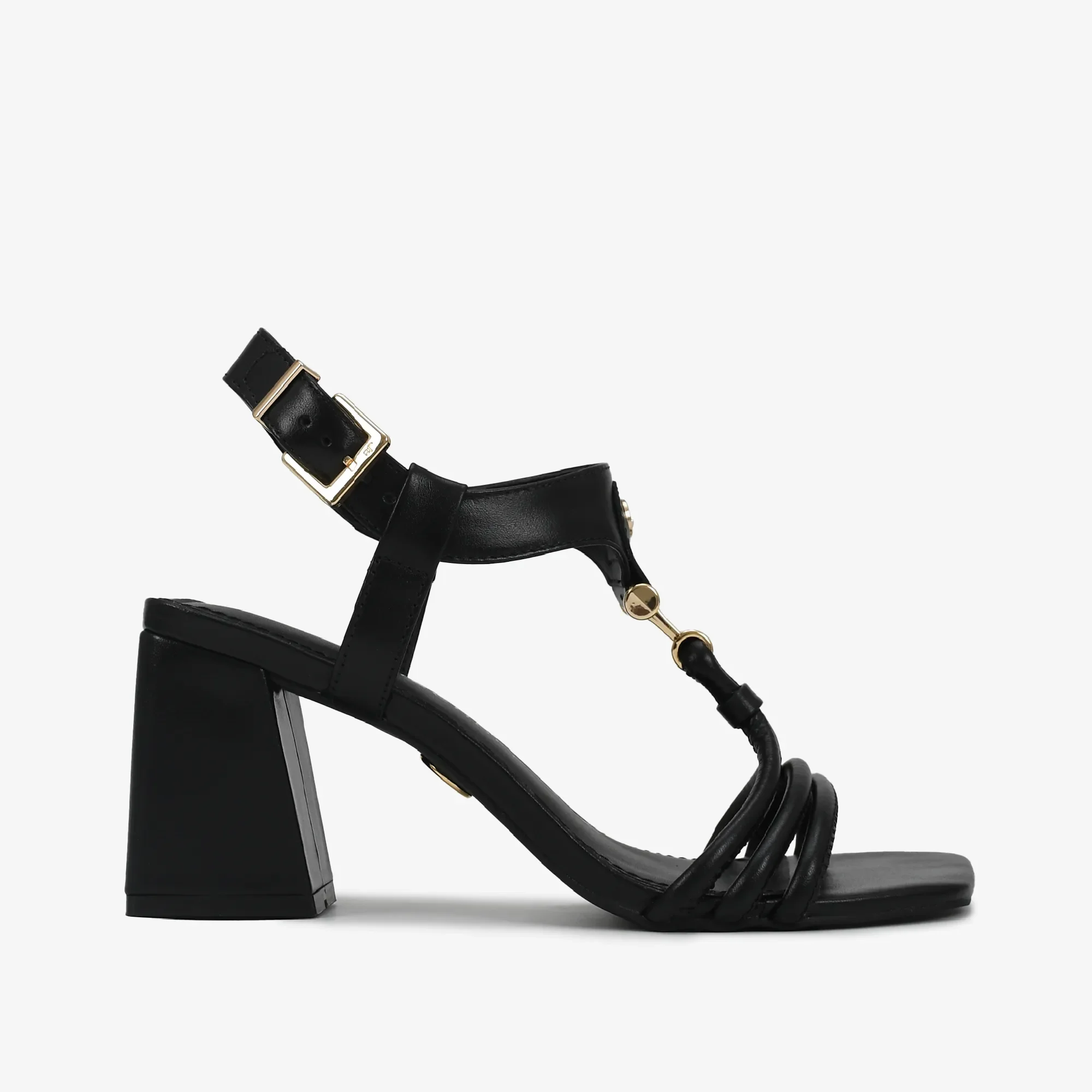 Sandália Salto Bloco Preto Couro — imagem 1