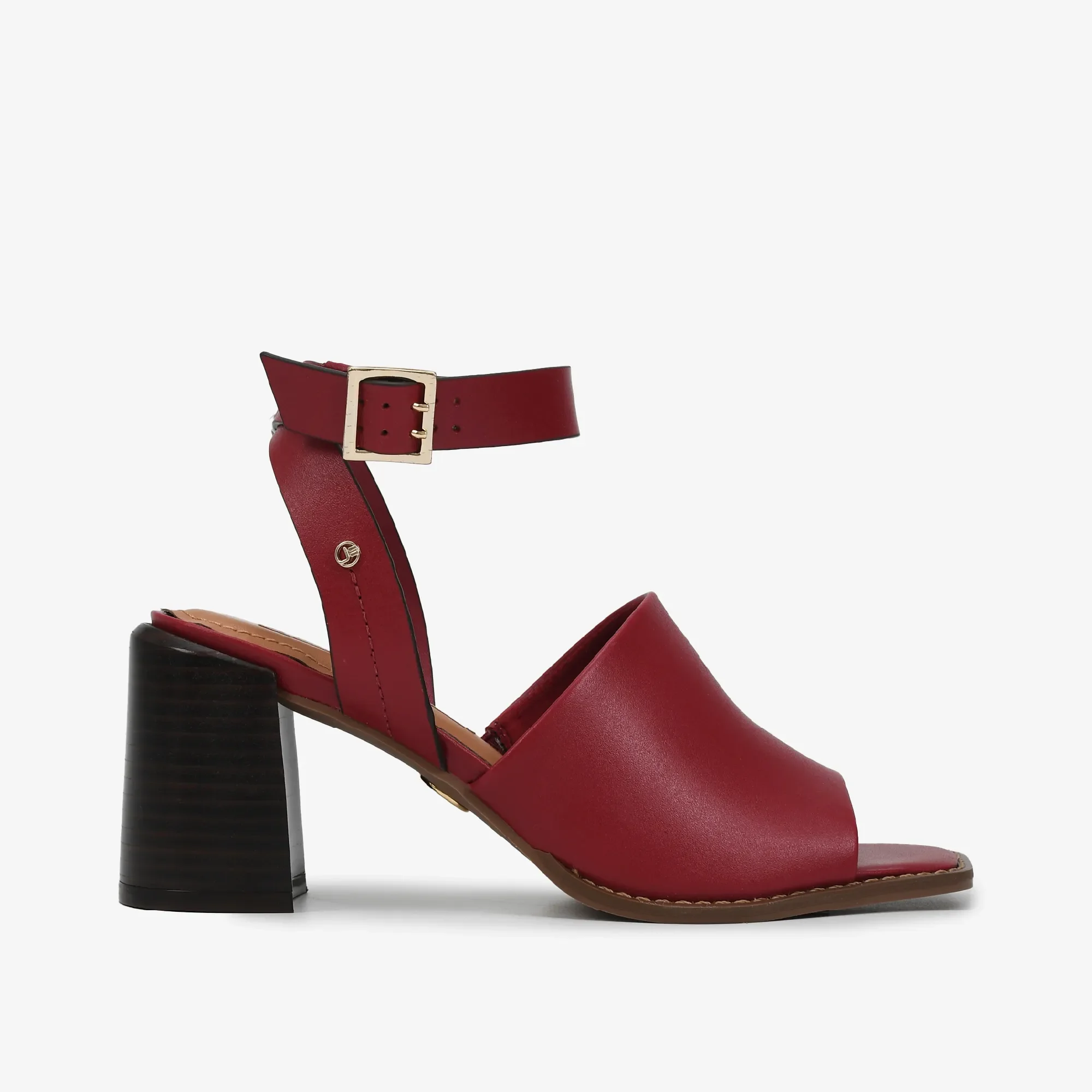 Sandália Salto Bloco Vermelho Couro — imagem 1