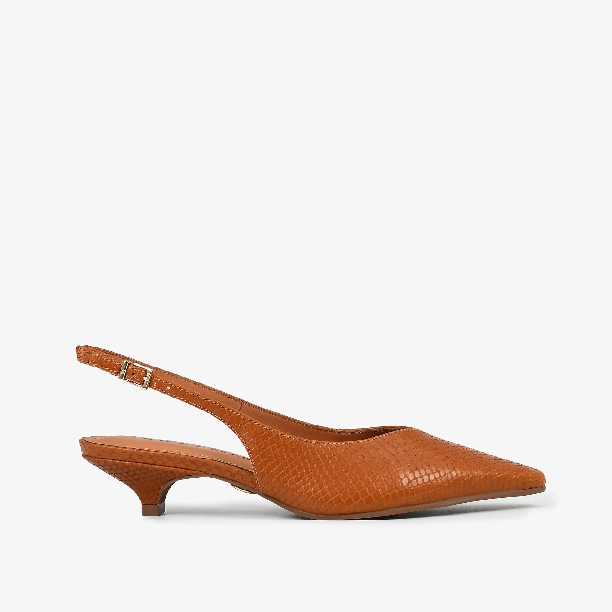 Slingback Marrom Caramelo Couro Snake — imagem 1