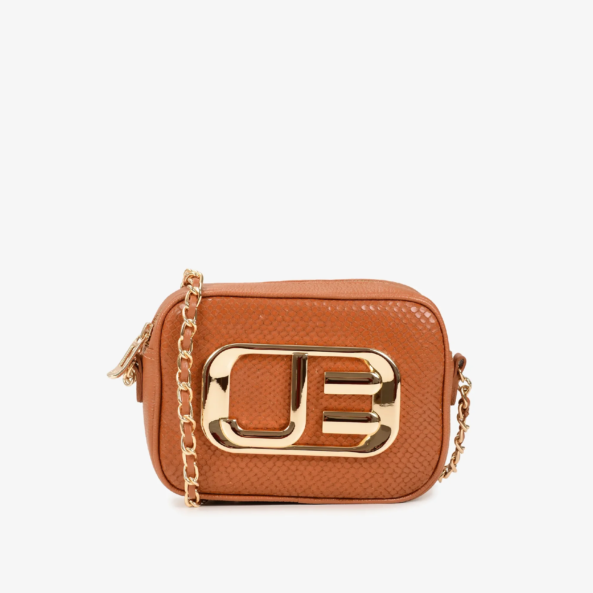Bolsa Transversal Caramelo Jb Dourado Couro Snake — imagem 1