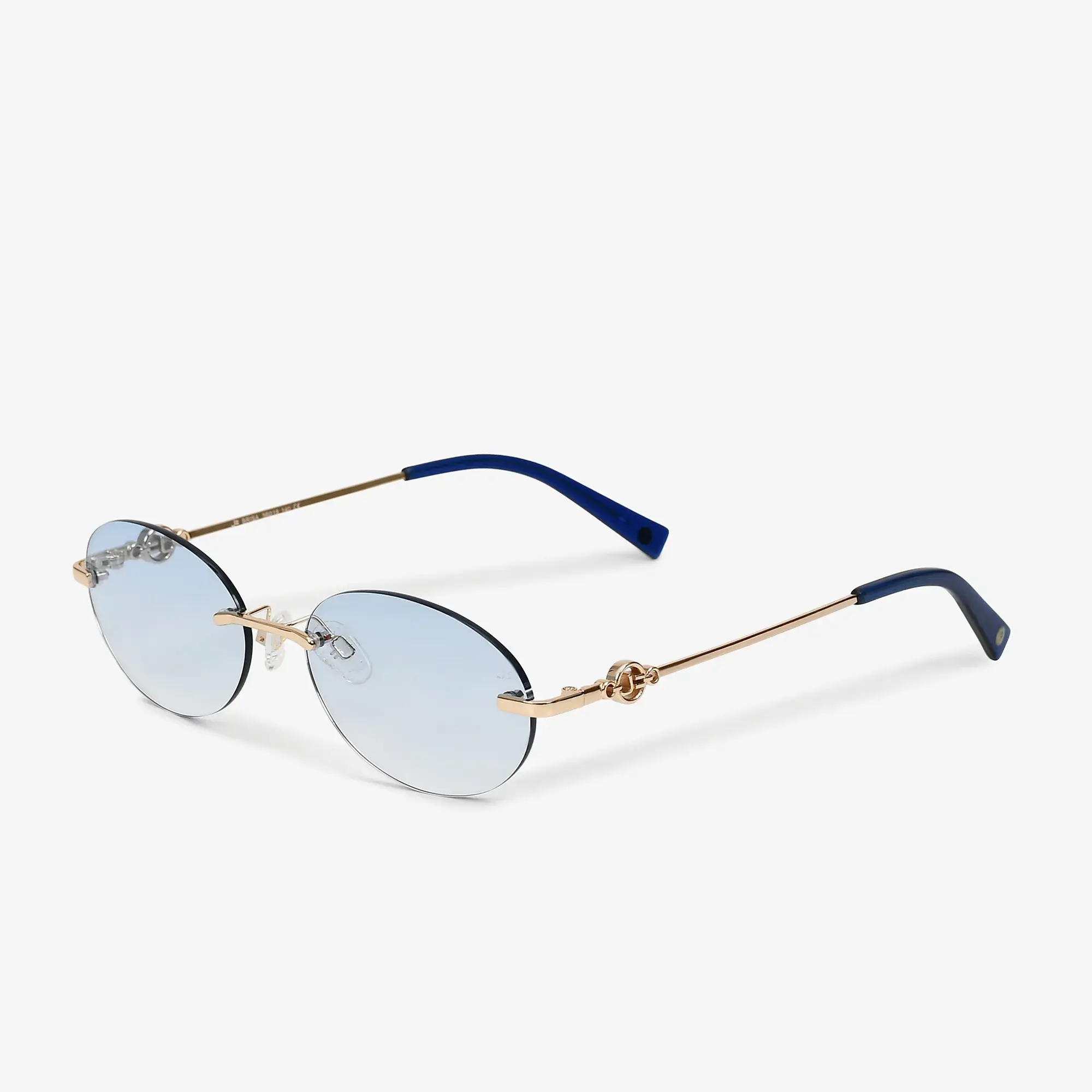 Óculos Brisa Solar Oval Azul Degradê Dourado
