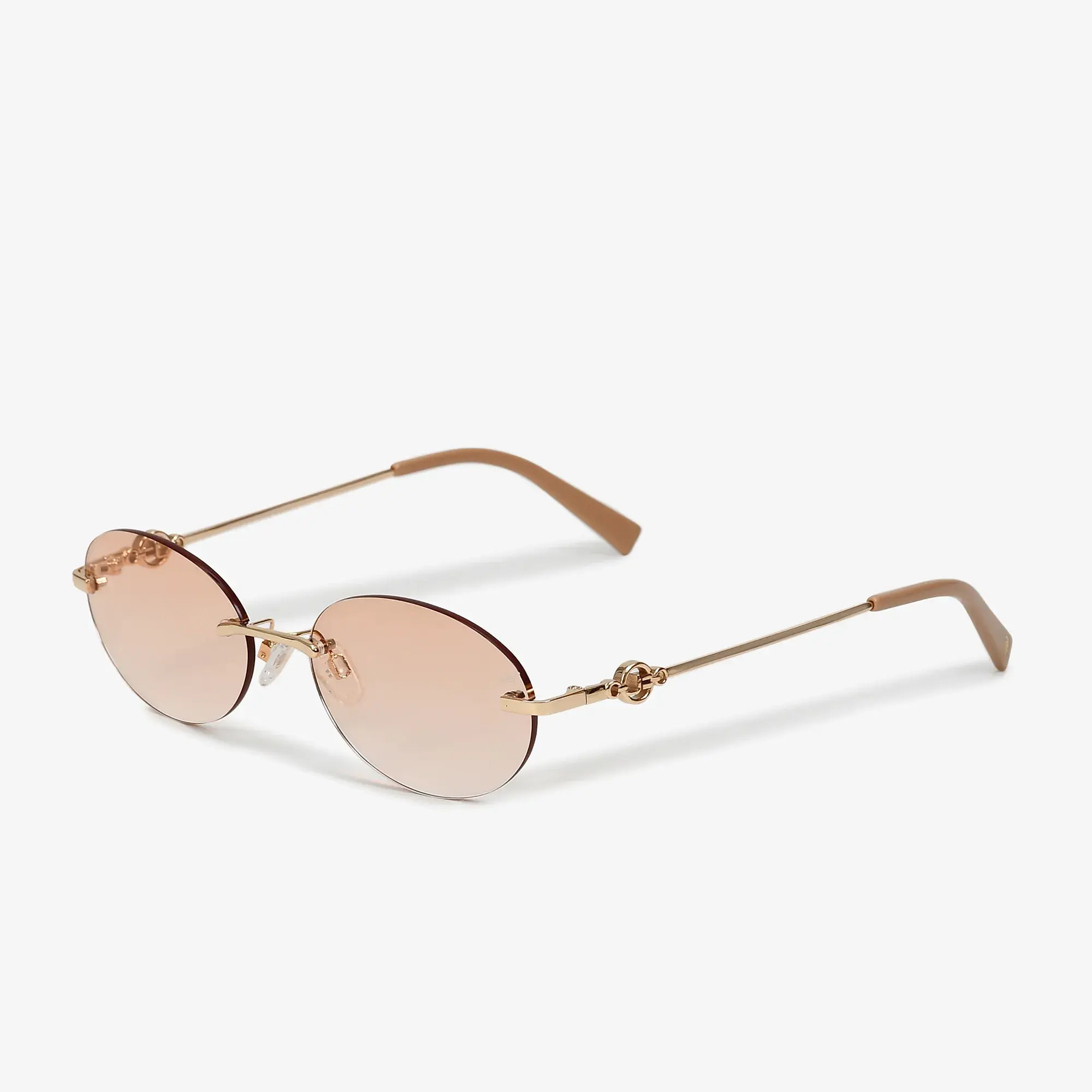Óculos Brisa Solar Oval Pêssego Degradê Dourado