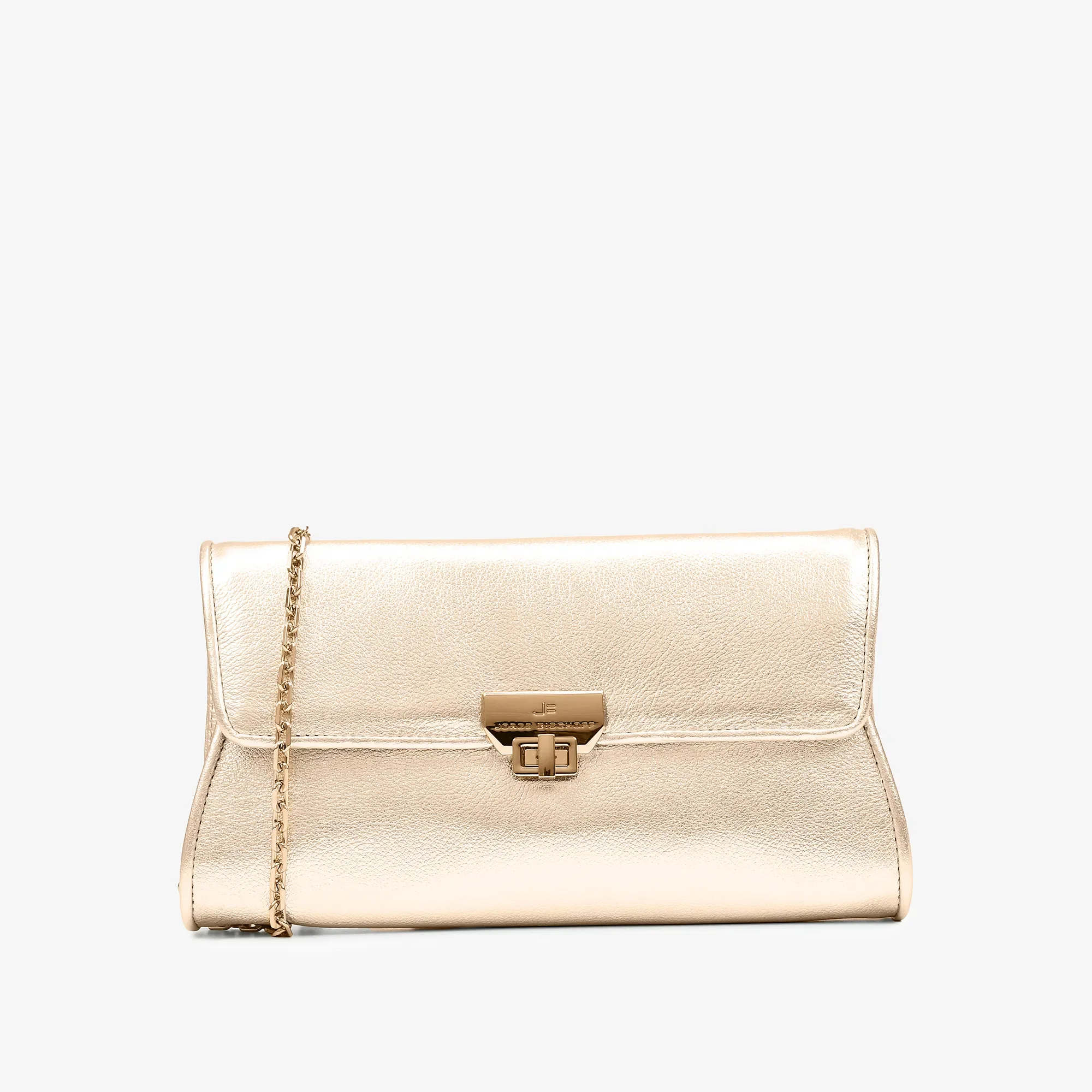 Bolsa Clutch Metal Ouro Couro
