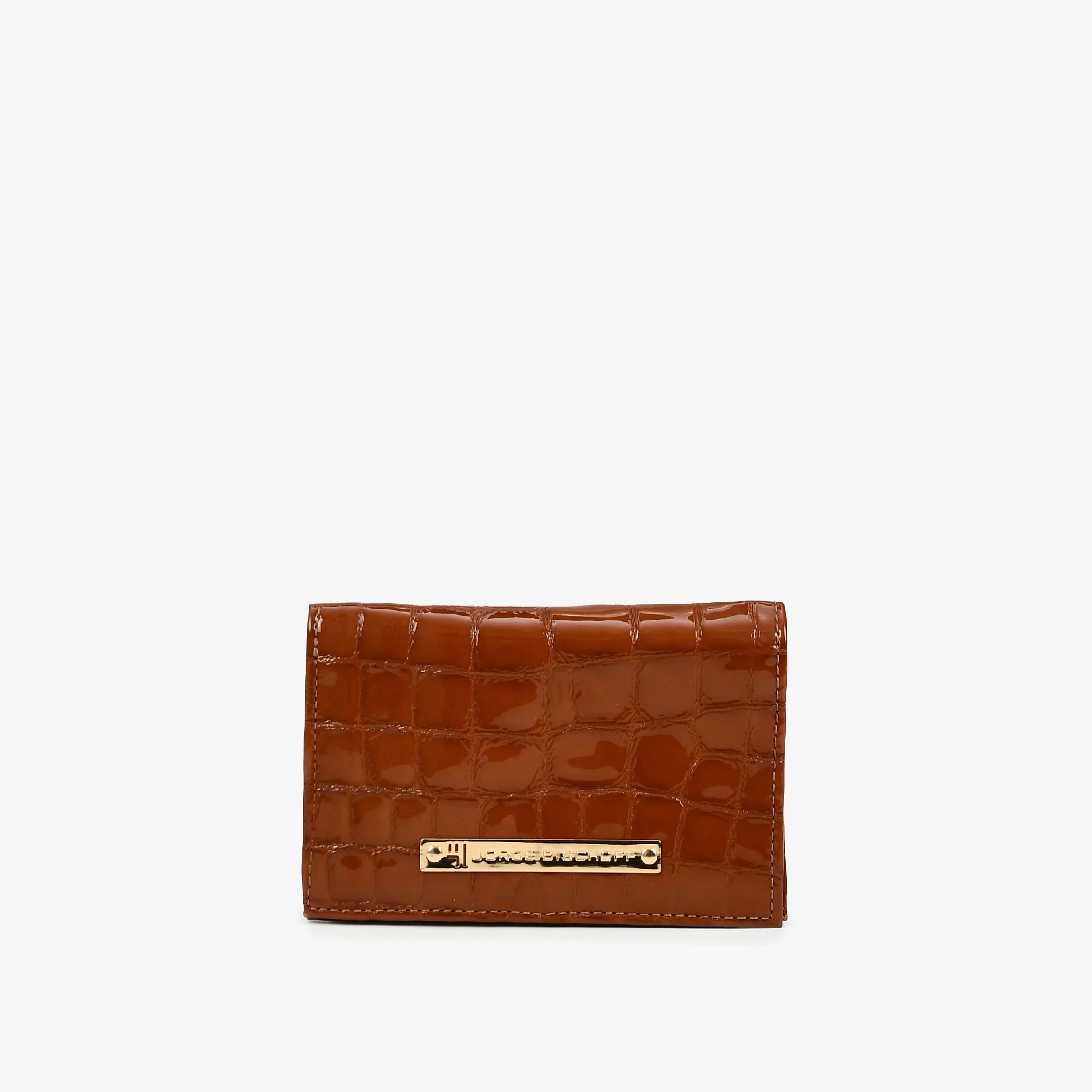 Carteira Envelope Marrom Tabaco Couro Croco — imagem 1