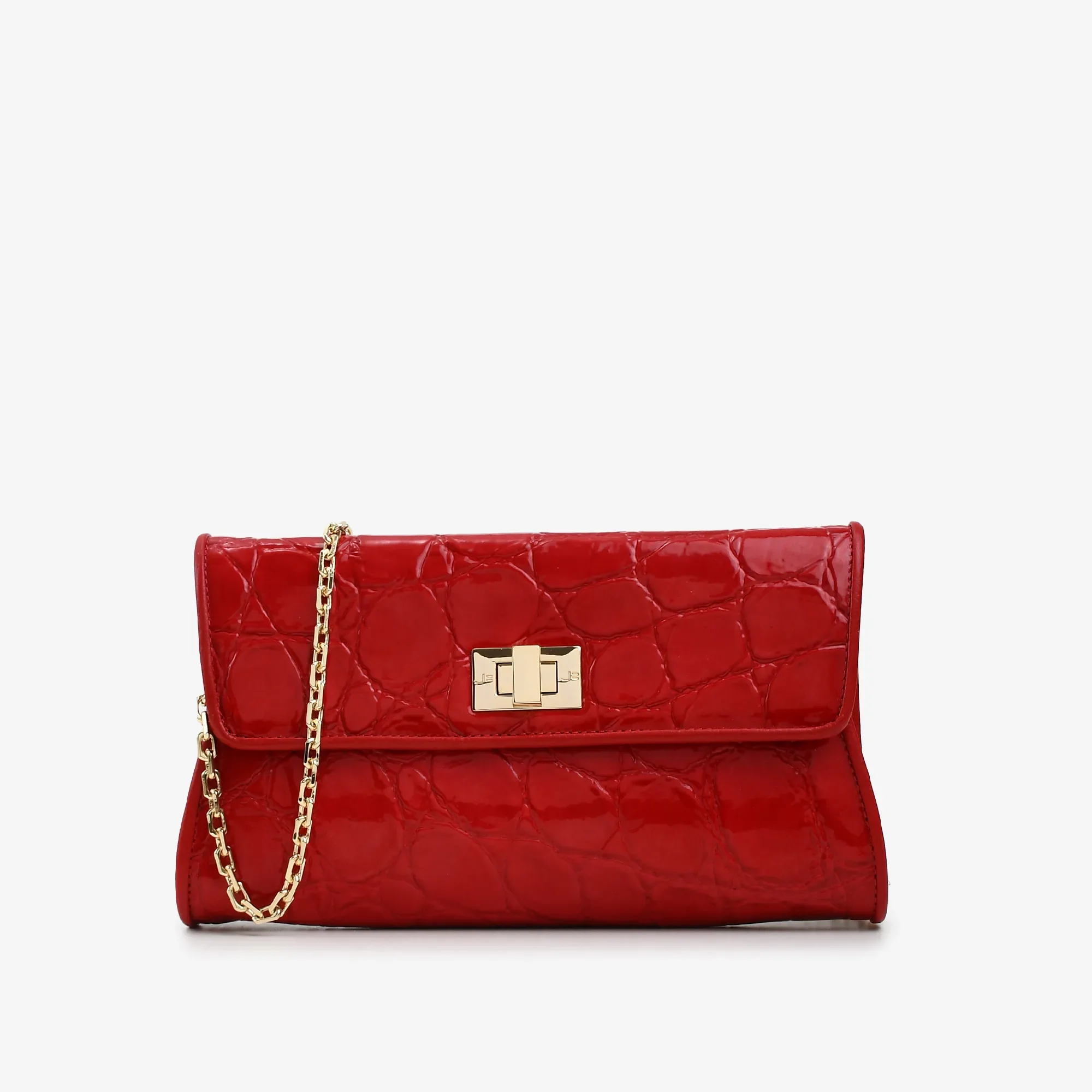 Bolsa Transversal Vermelho Cereja Couro Croco — imagem 1