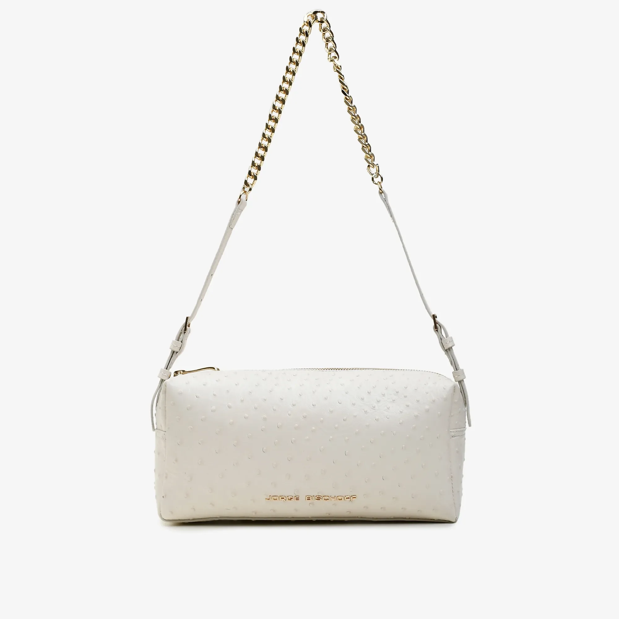 Bolsa Baguete Off White Algodão Couro Avestruz — imagem 1