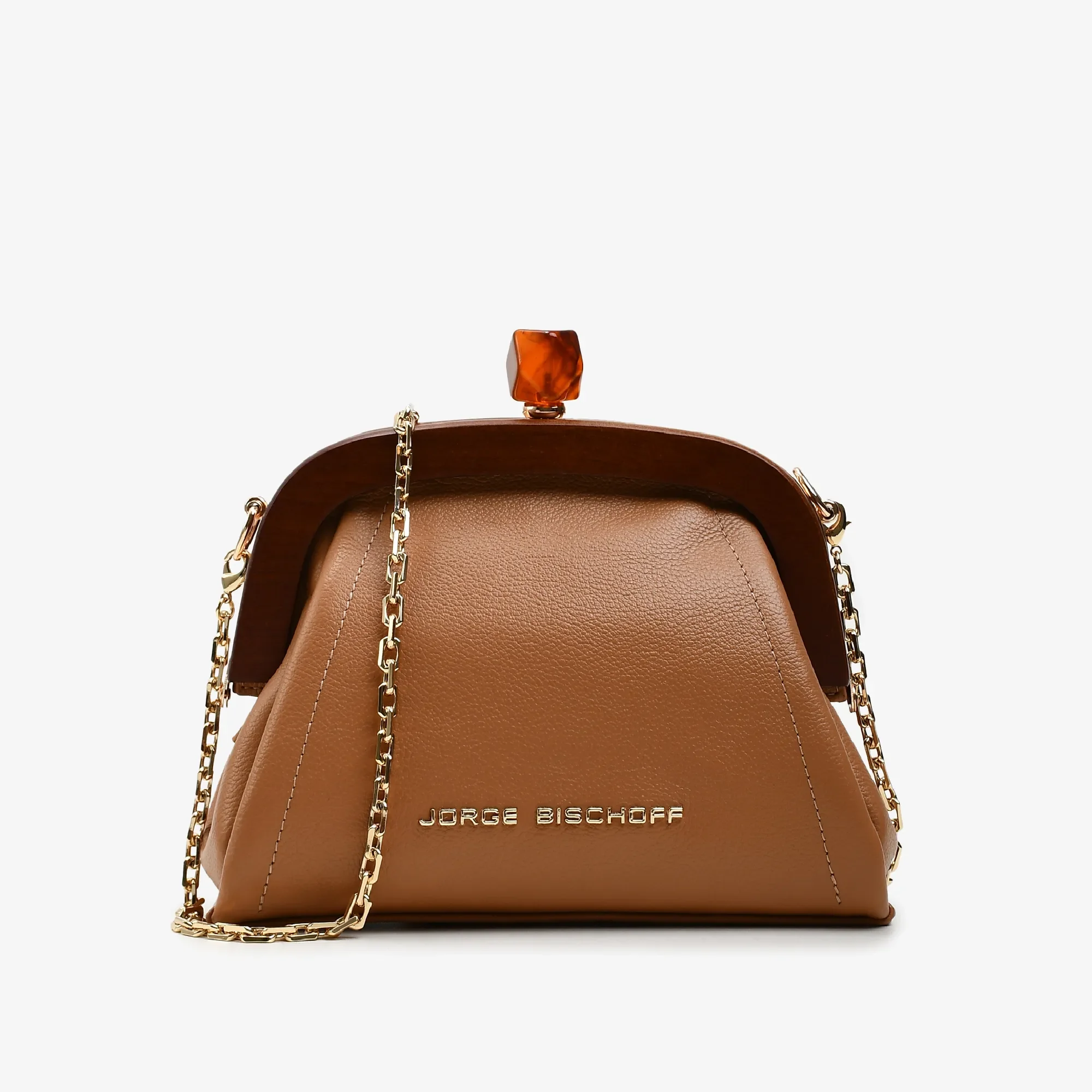 Bolsa Clutch Caramelo Trigo Couro — imagem 1