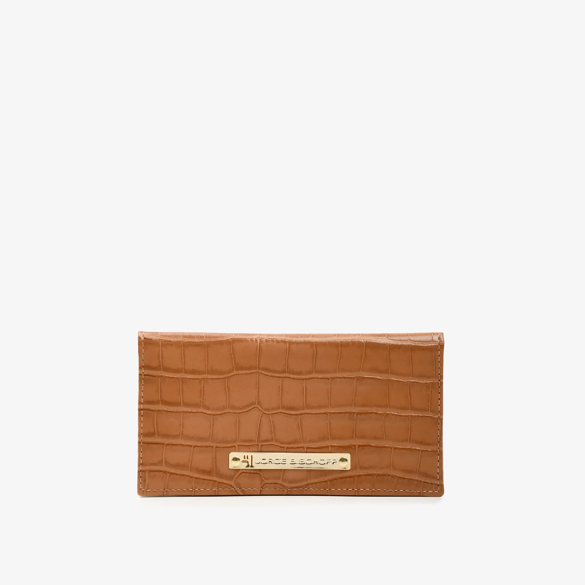 Carteira Envelope Caramelo Trigo Couro Croco — imagem 1