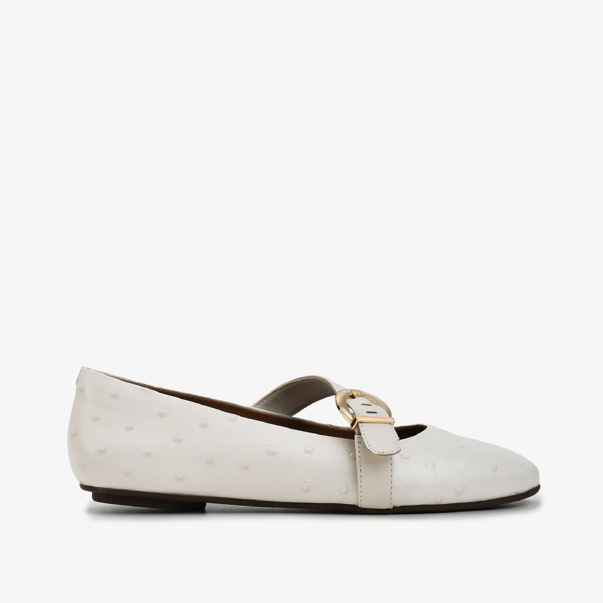Sapatilha Off White Algodão Couro Avestruz — imagem 1