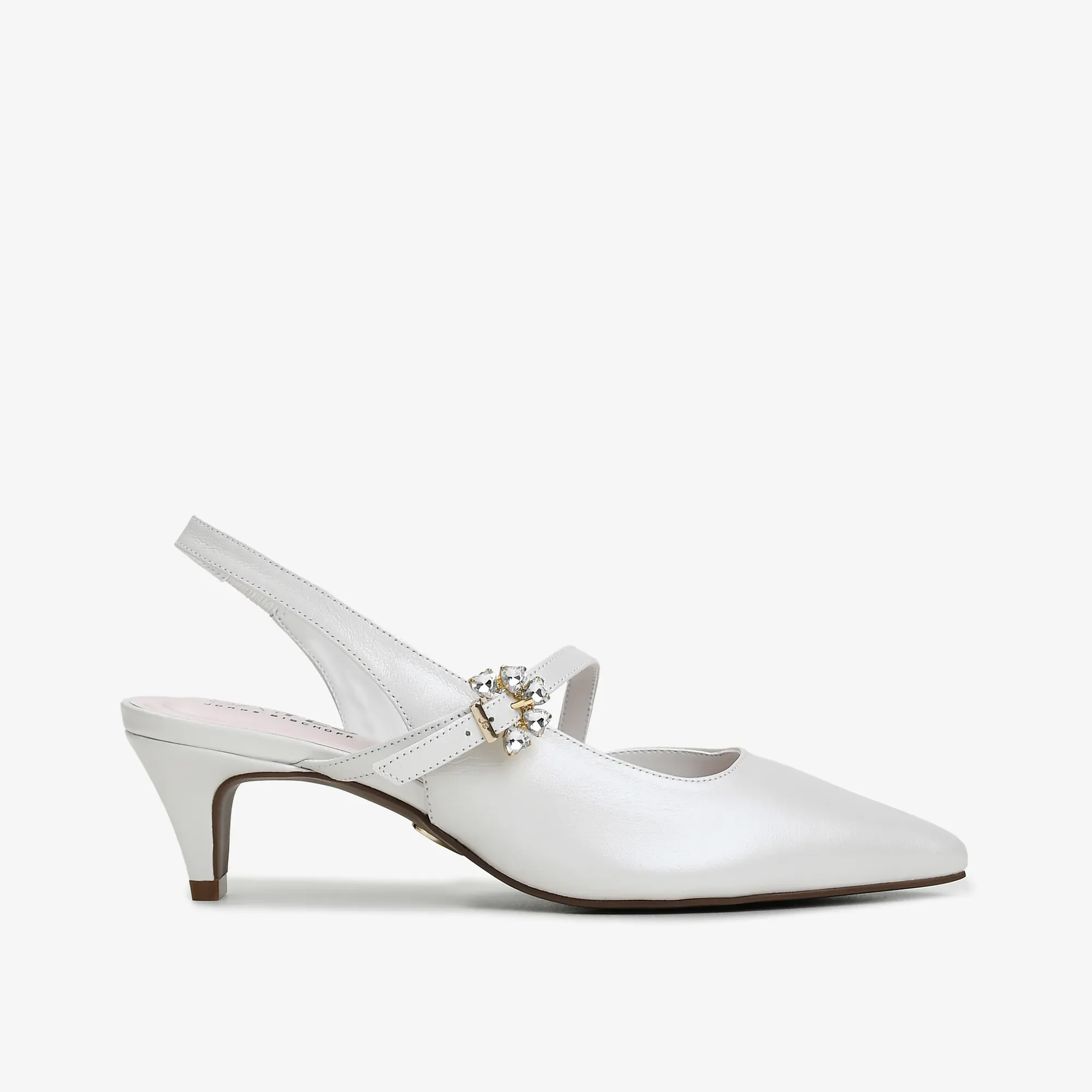 Slingback Branco Say Yes Couro Acetinado — imagem 1