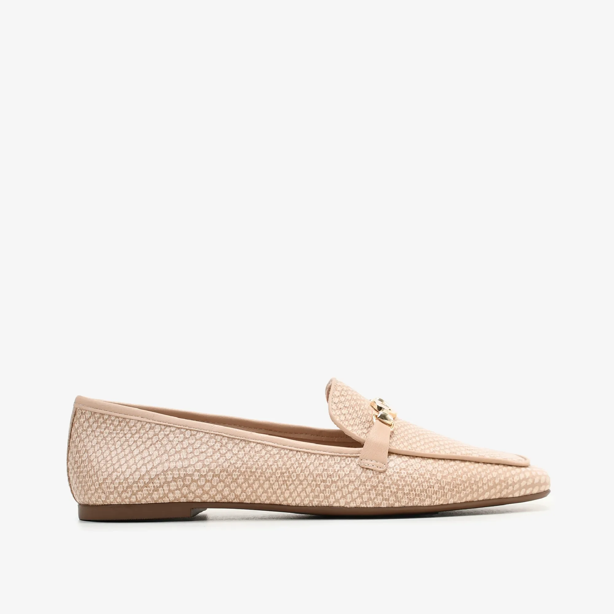 Loafer Nude Areia Bridão Couro Snake — imagem 1