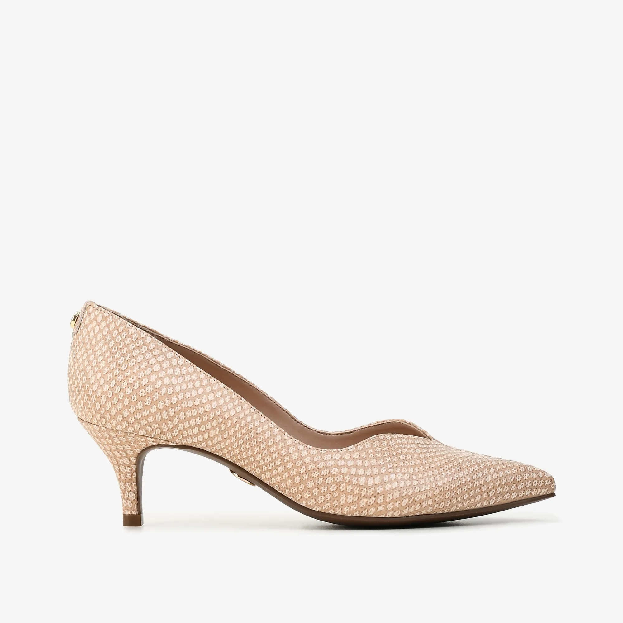 Scarpin Nude Areia Couro Snake — imagem 1