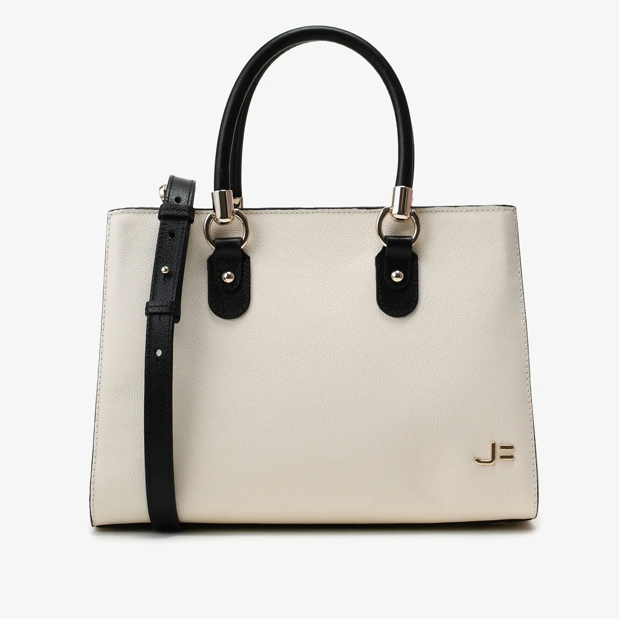 Bolsa Tote Preto Algodão Couro — imagem 1