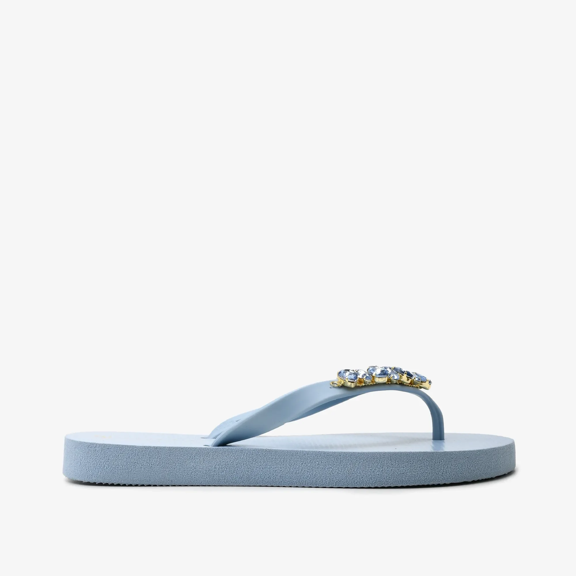 Chinelo Flat Azul Oceano Pedraria — imagem 1