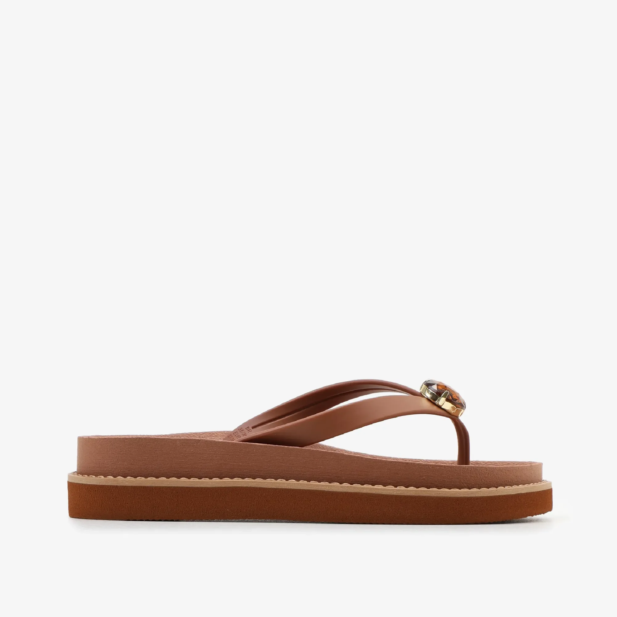 Chinelo Slide Caramelo Tabaco Pedraria — imagem 1