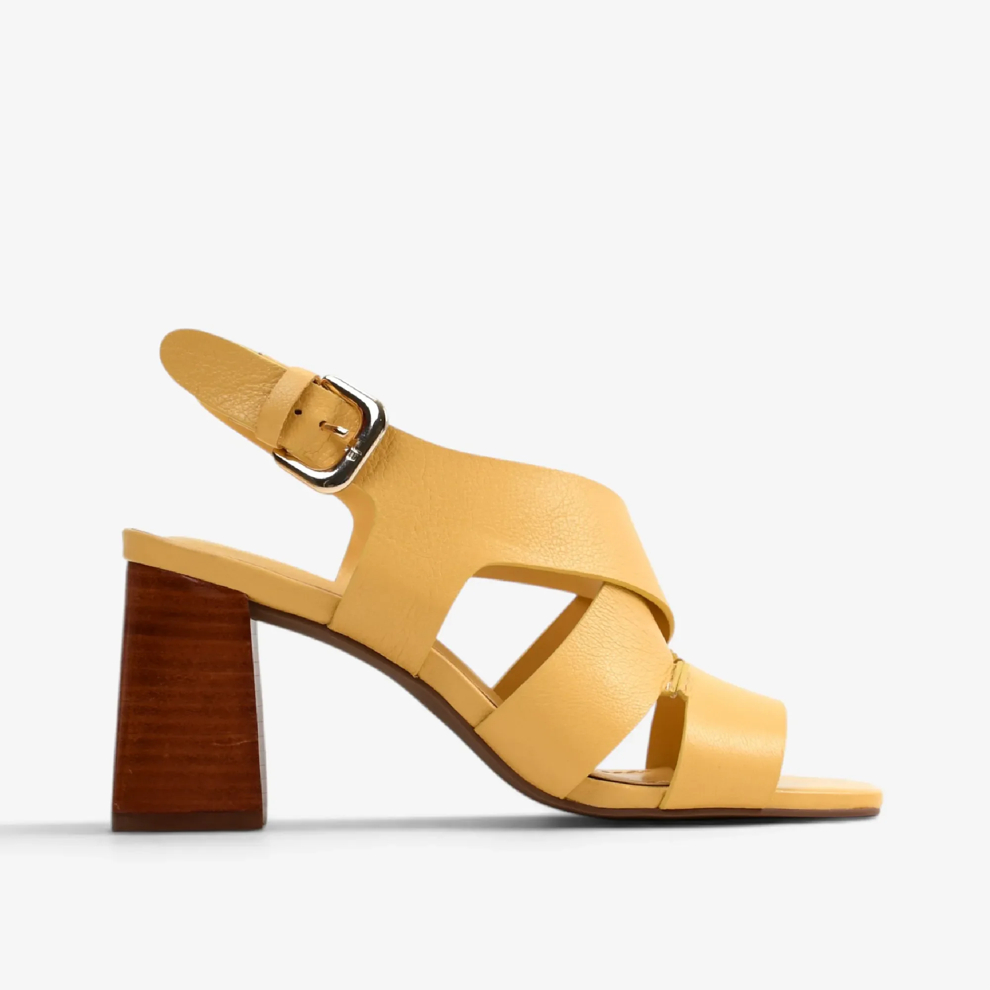 Sandália Salto Bloco Amarelo Solar Couro — imagem 1