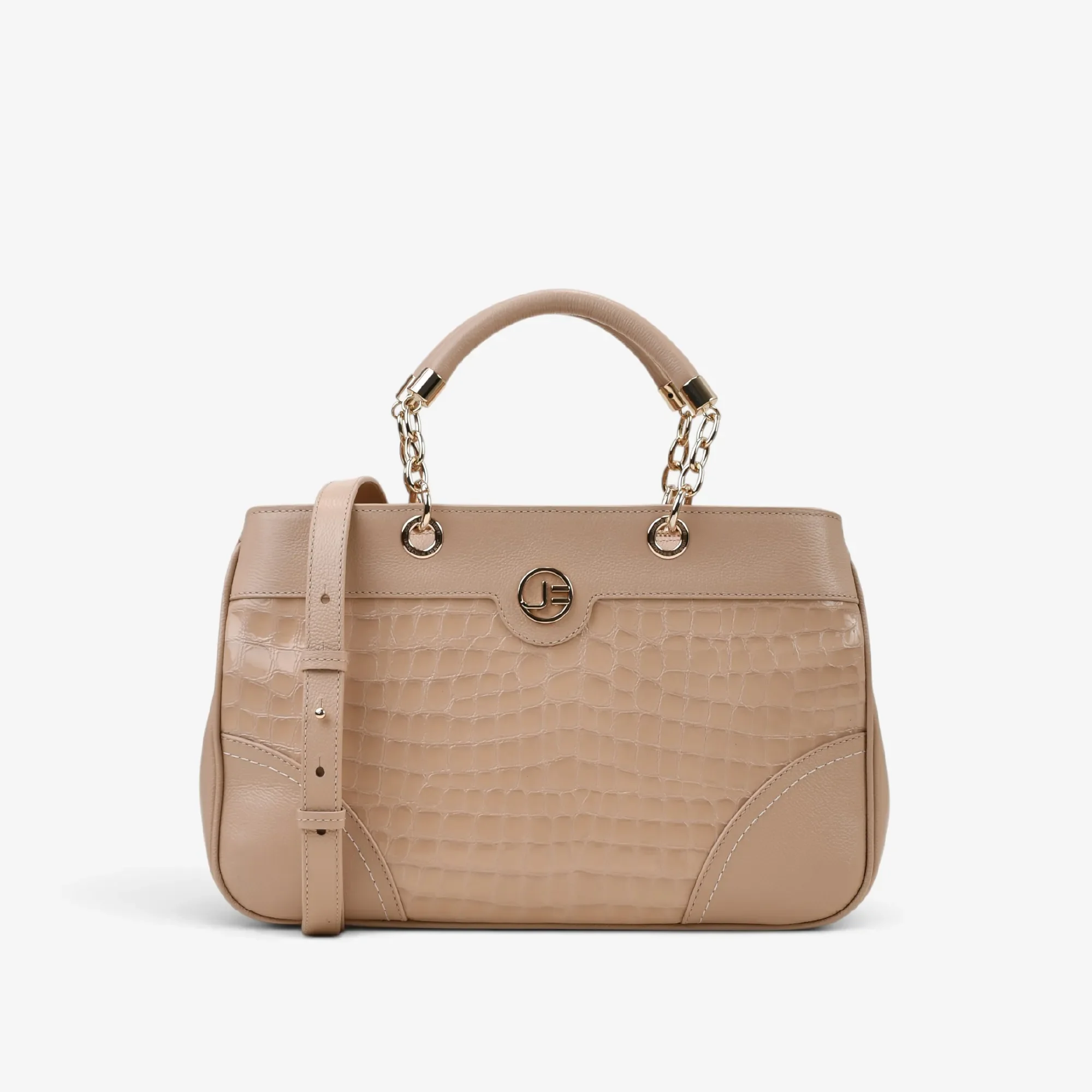 Bolsa Tote Nude Areia Couro Croco — imagem 1