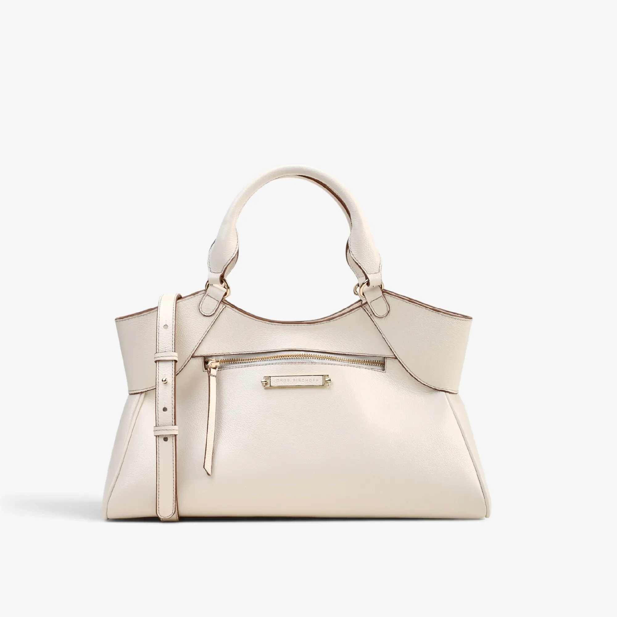 Bolsa Tote Off White Algodão Couro — imagem 1