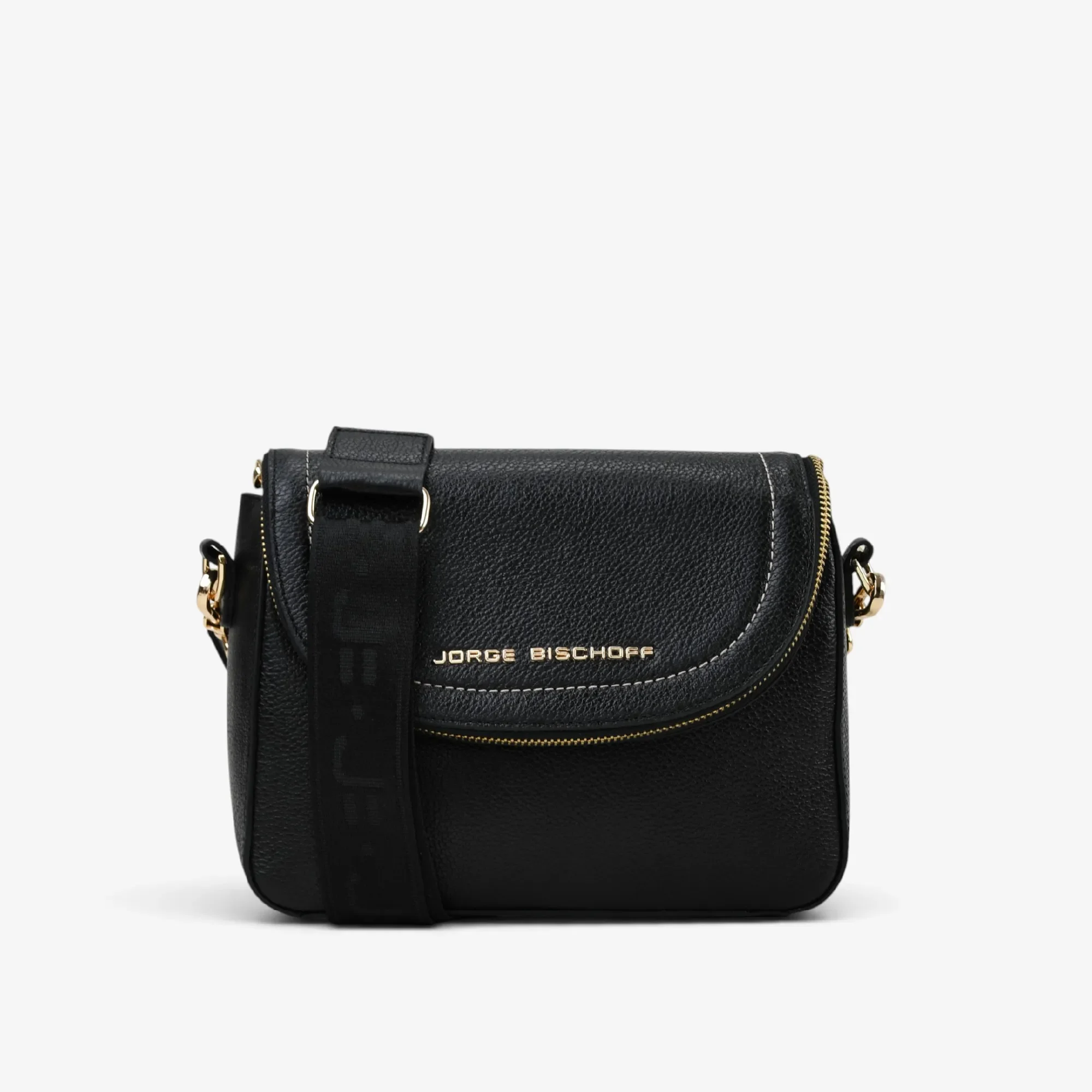 Bolsa Transversal Alça Gorgorão Preto Couro — imagem 1