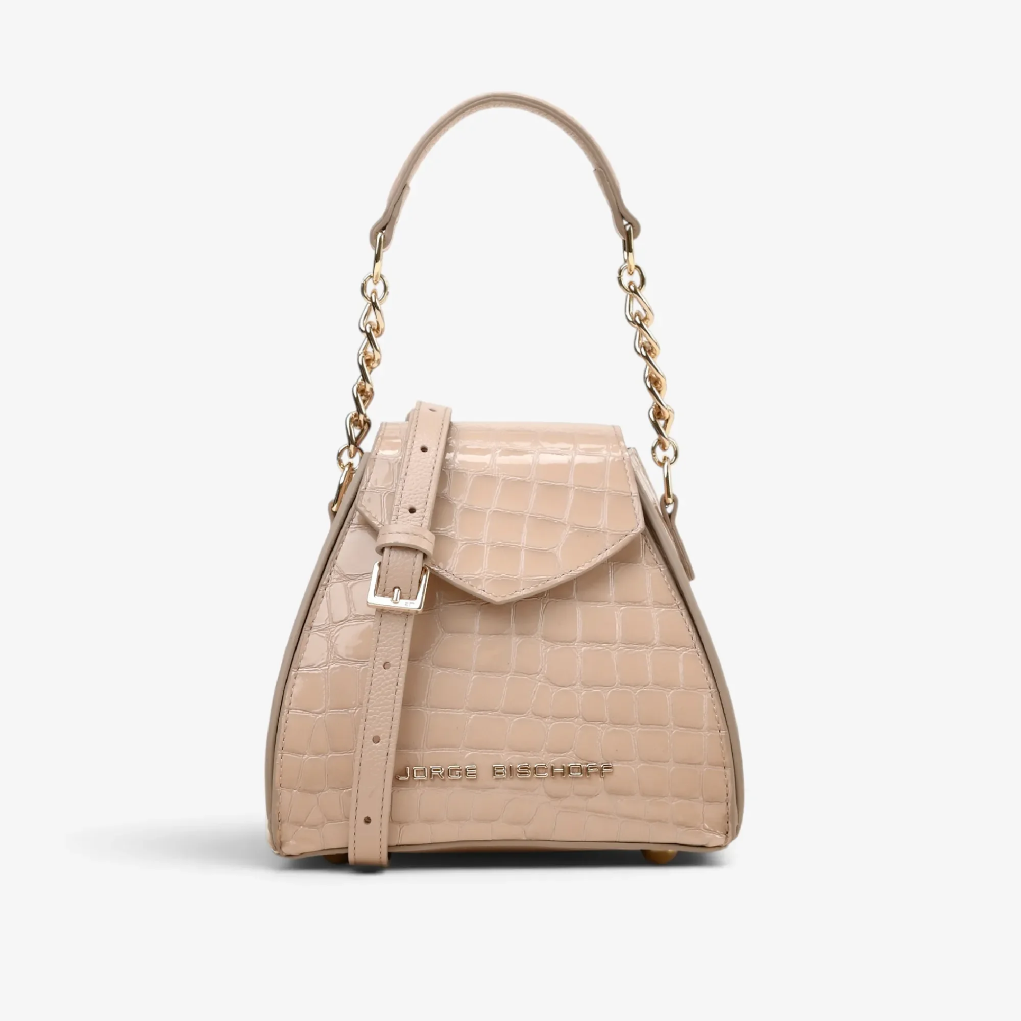 Bolsa Transversal Nude Areia Couro Croco — imagem 1