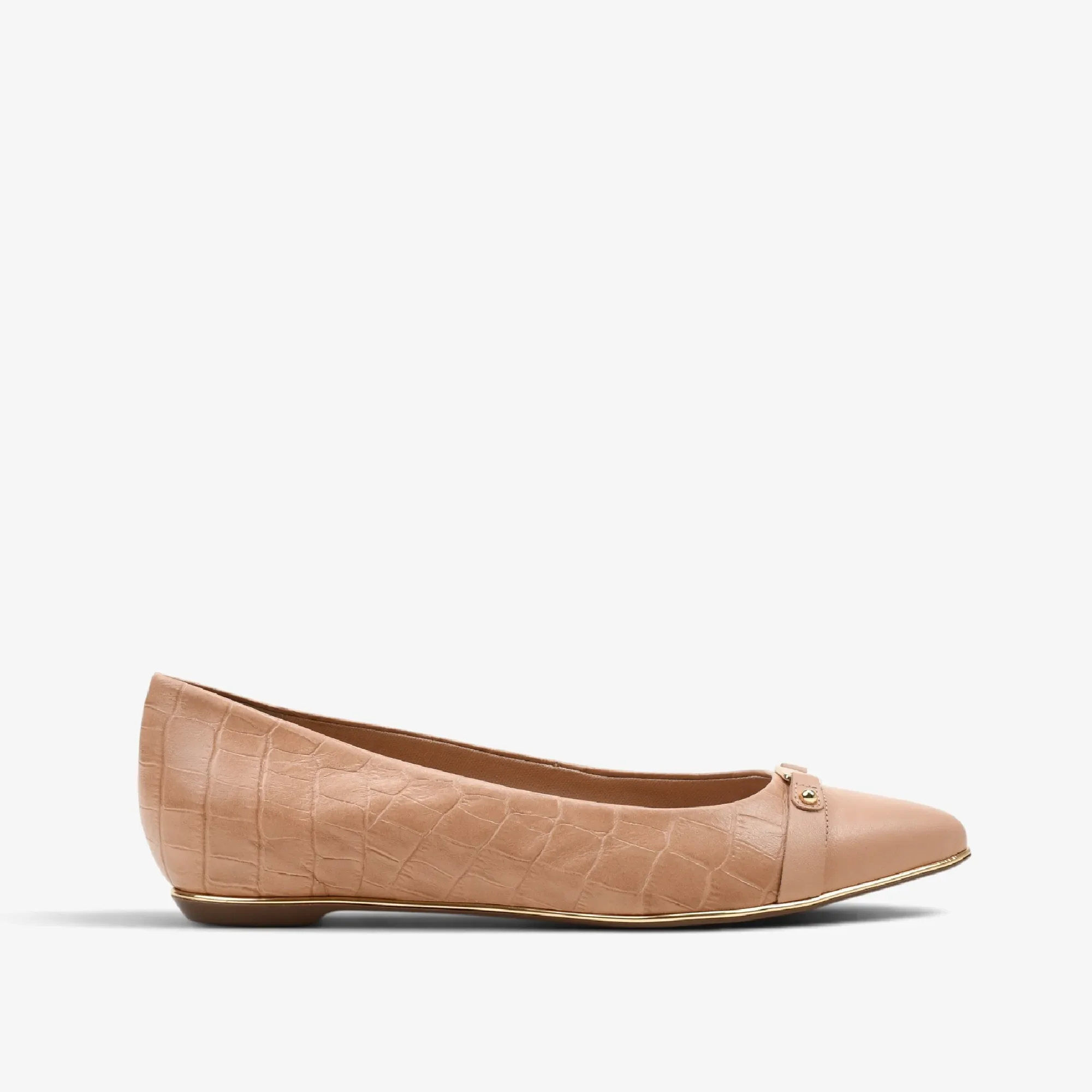 Sapatilha Nude Blush Couro Croco — imagem 1