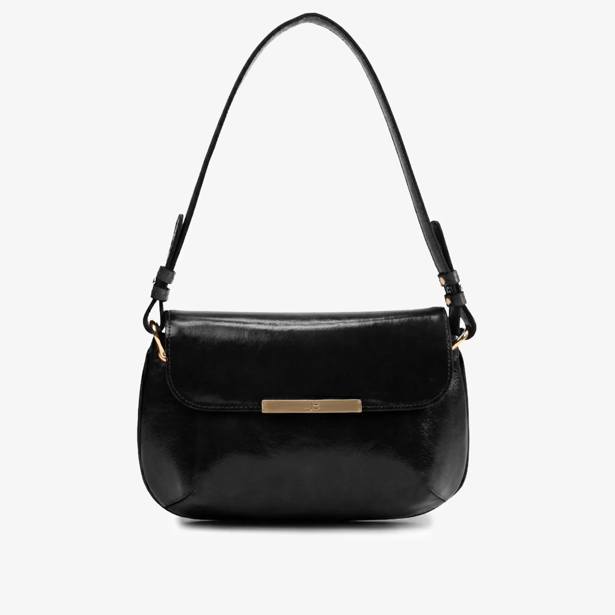 Bolsa De Ombro Preto Couro Caseinado