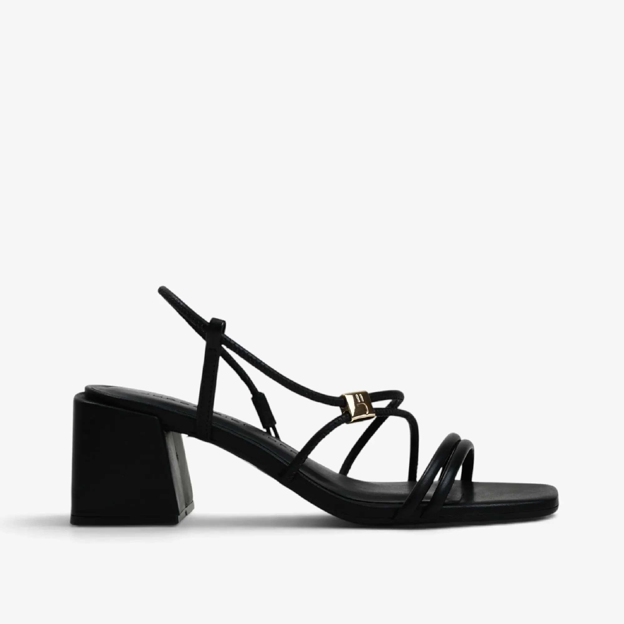 Sandália Salto Bloco Preto Couro — imagem 1