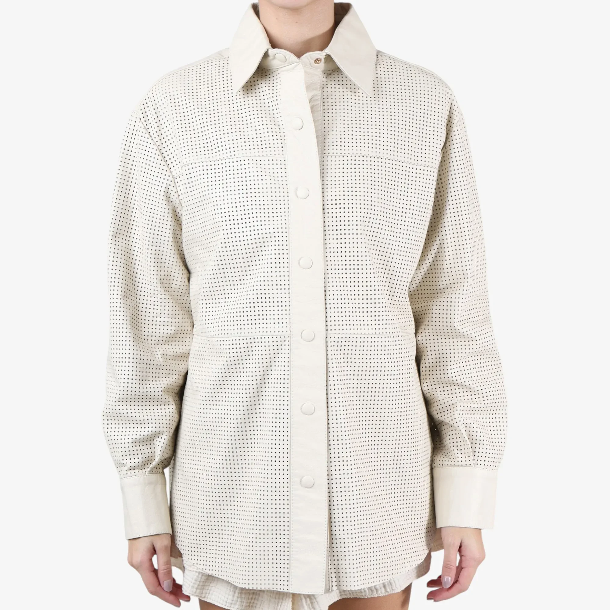 Camisa Manga Longa Couro Off White Algodão — imagem 1