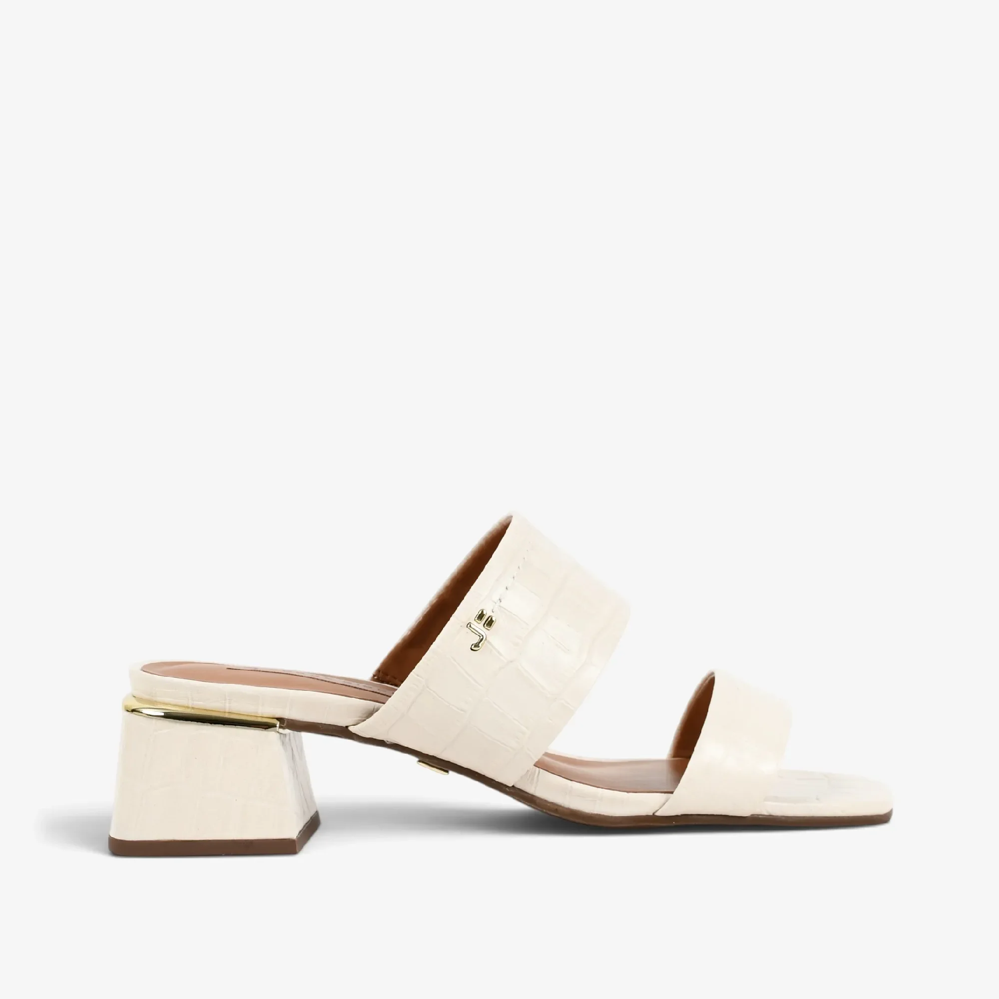 Tamanco Off White Algodão Couro Croco — imagem 1