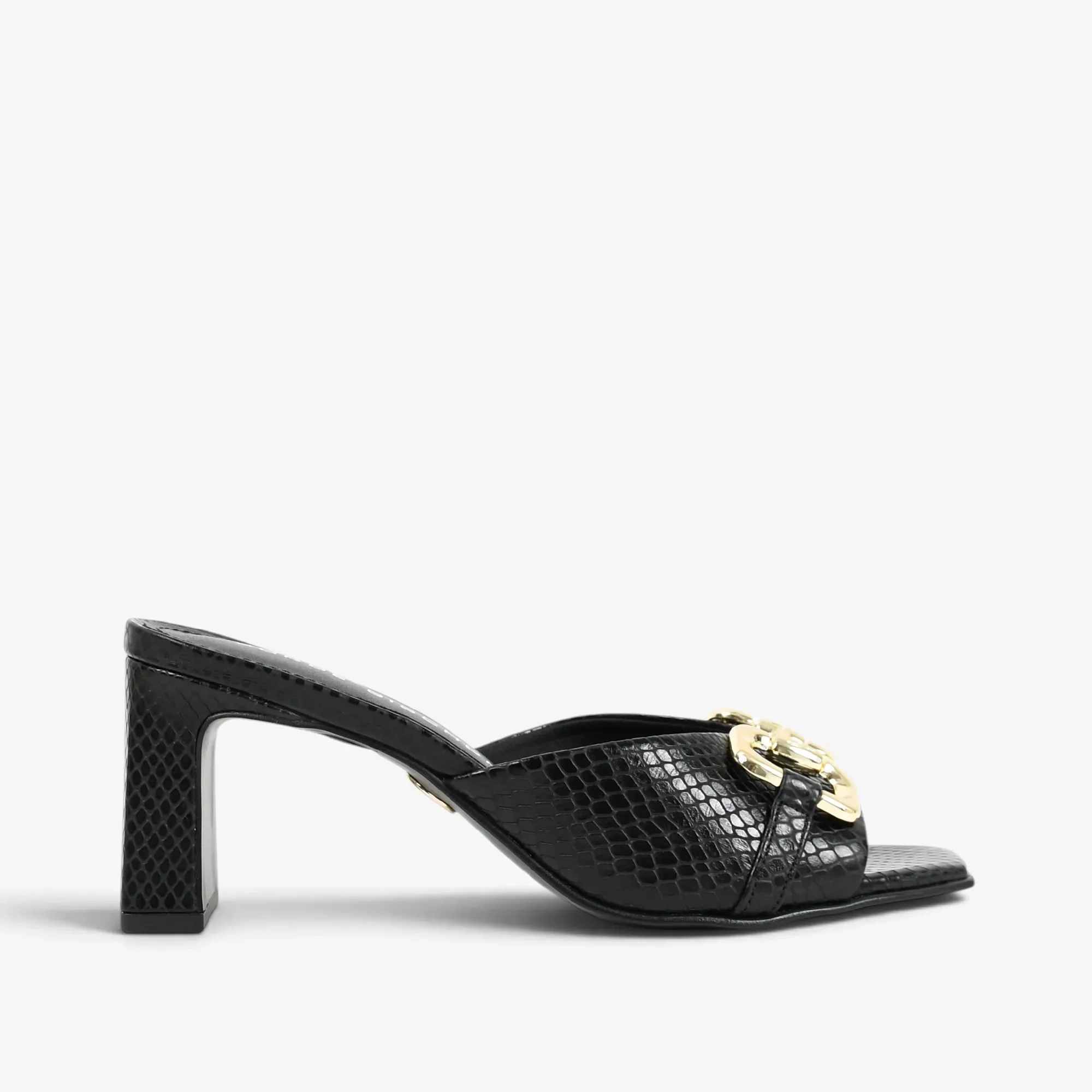 Tamanco Preto Couro Snake — imagem 1