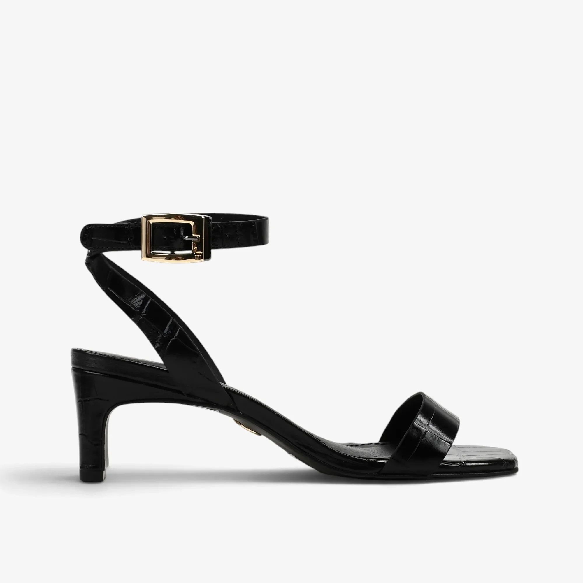 Sandália Preto Couro Croco — imagem 1