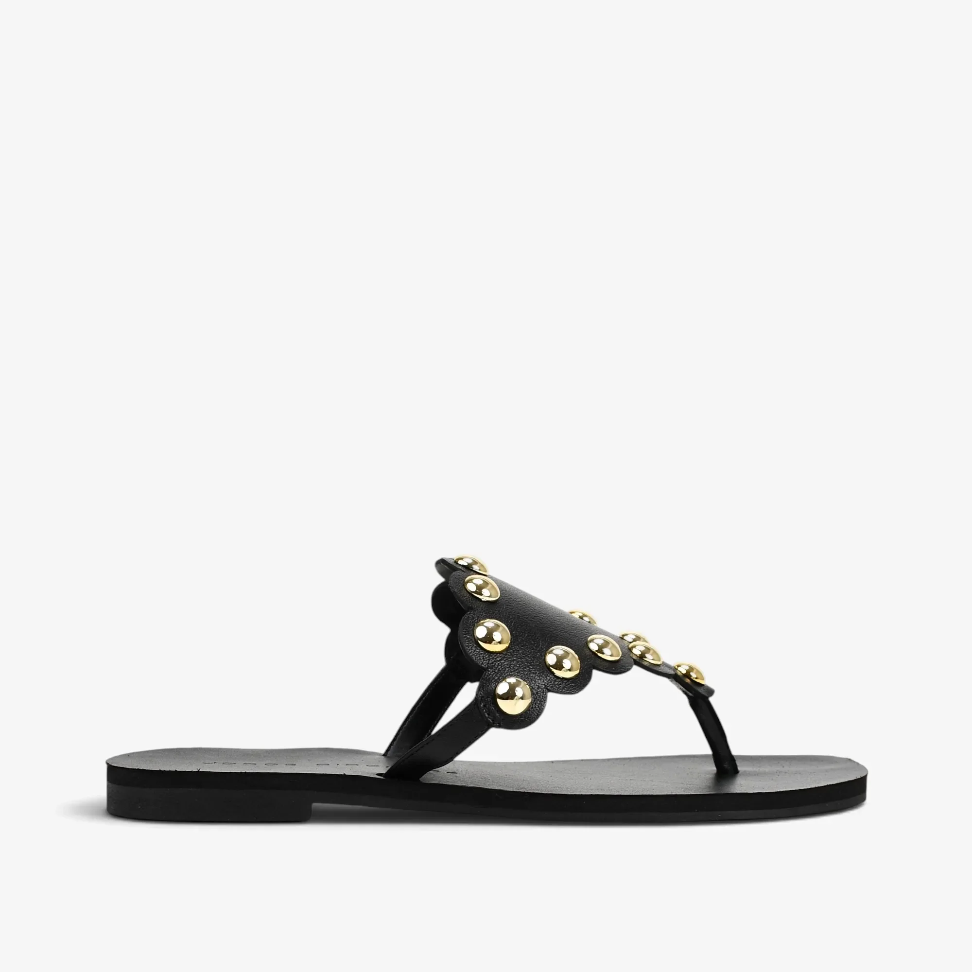 Chinelo Flat Preto Couro — imagem 1