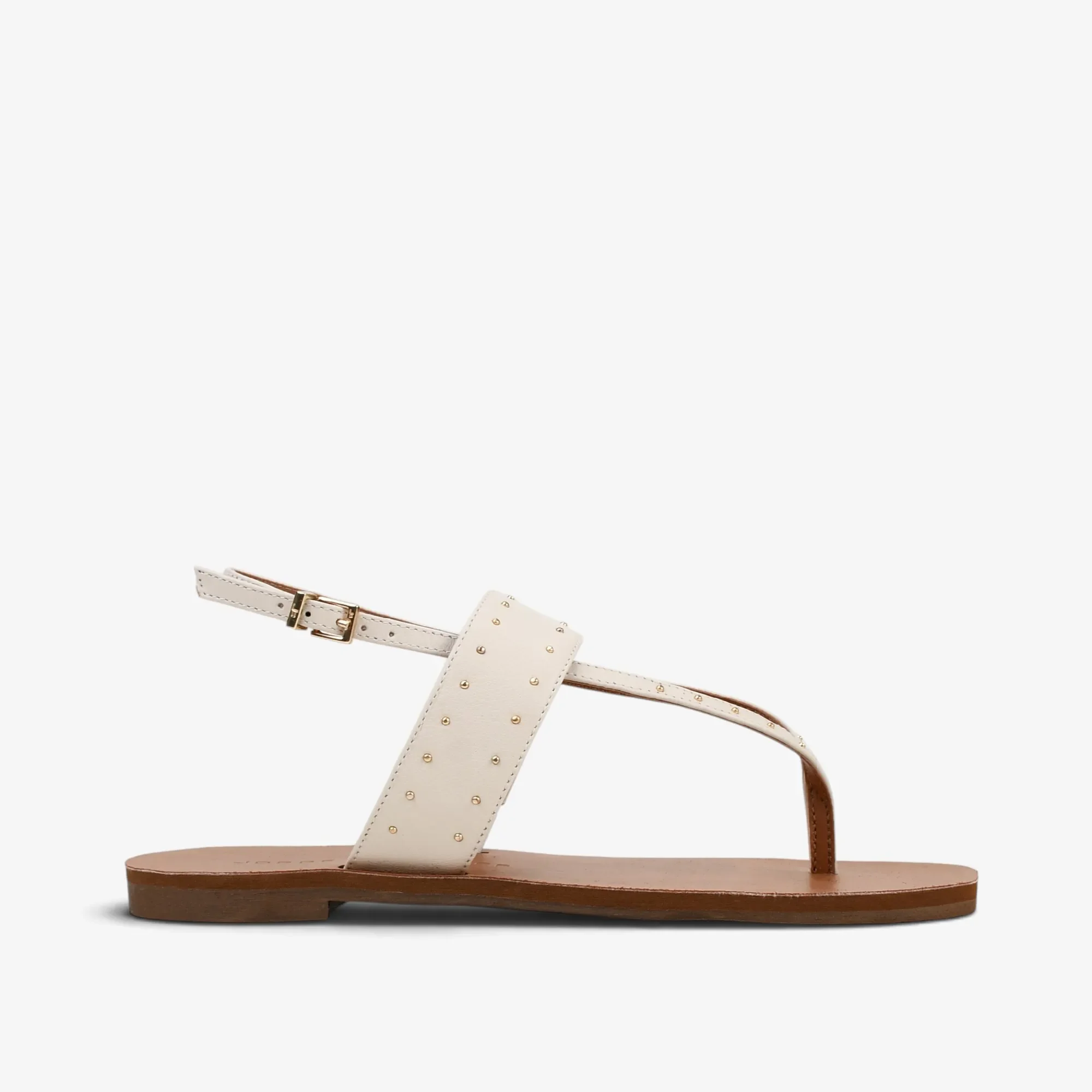 Sandália Rasteira Off White Algodão Couro — imagem 1