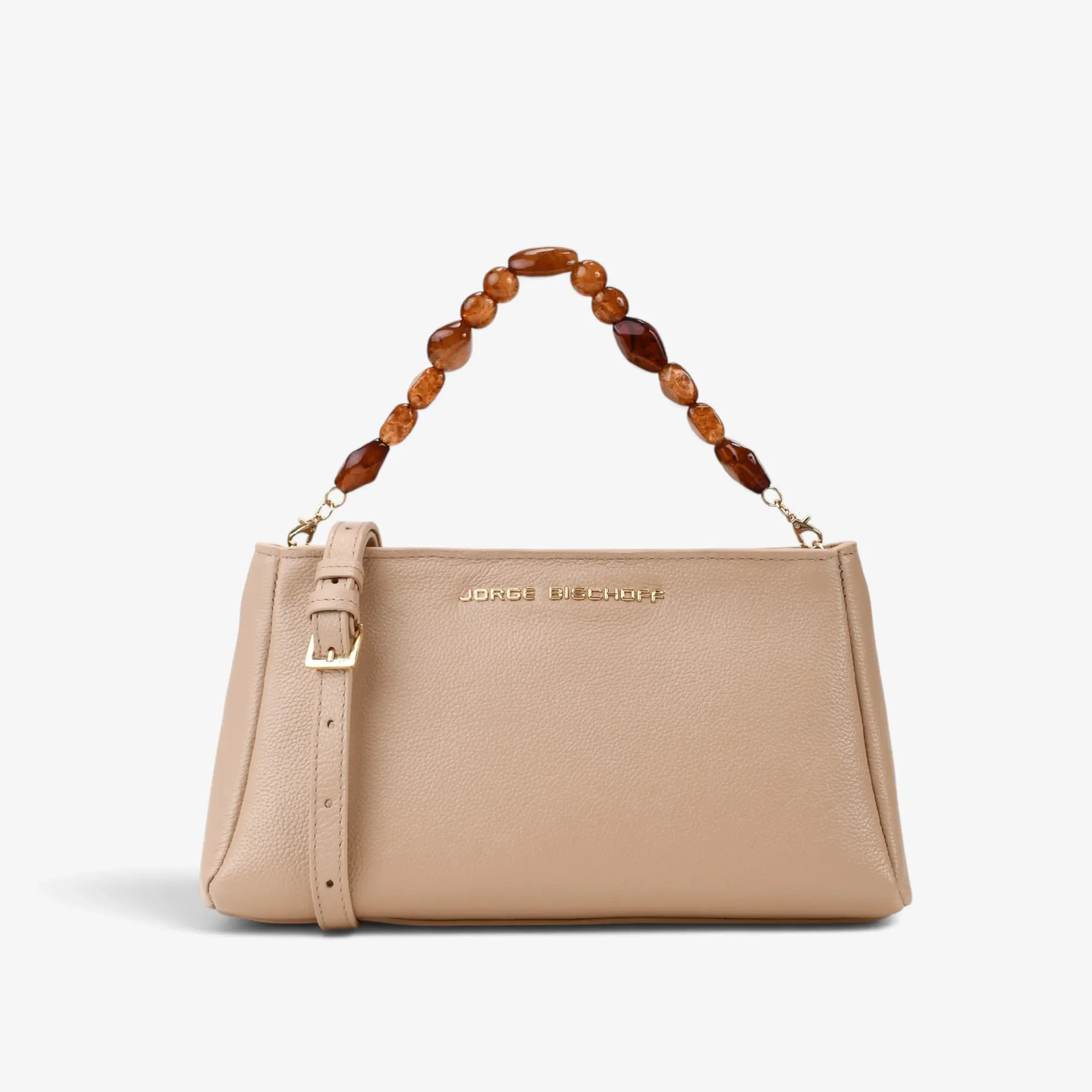 Bolsa Transversal Nude Areia Couro — imagem 1