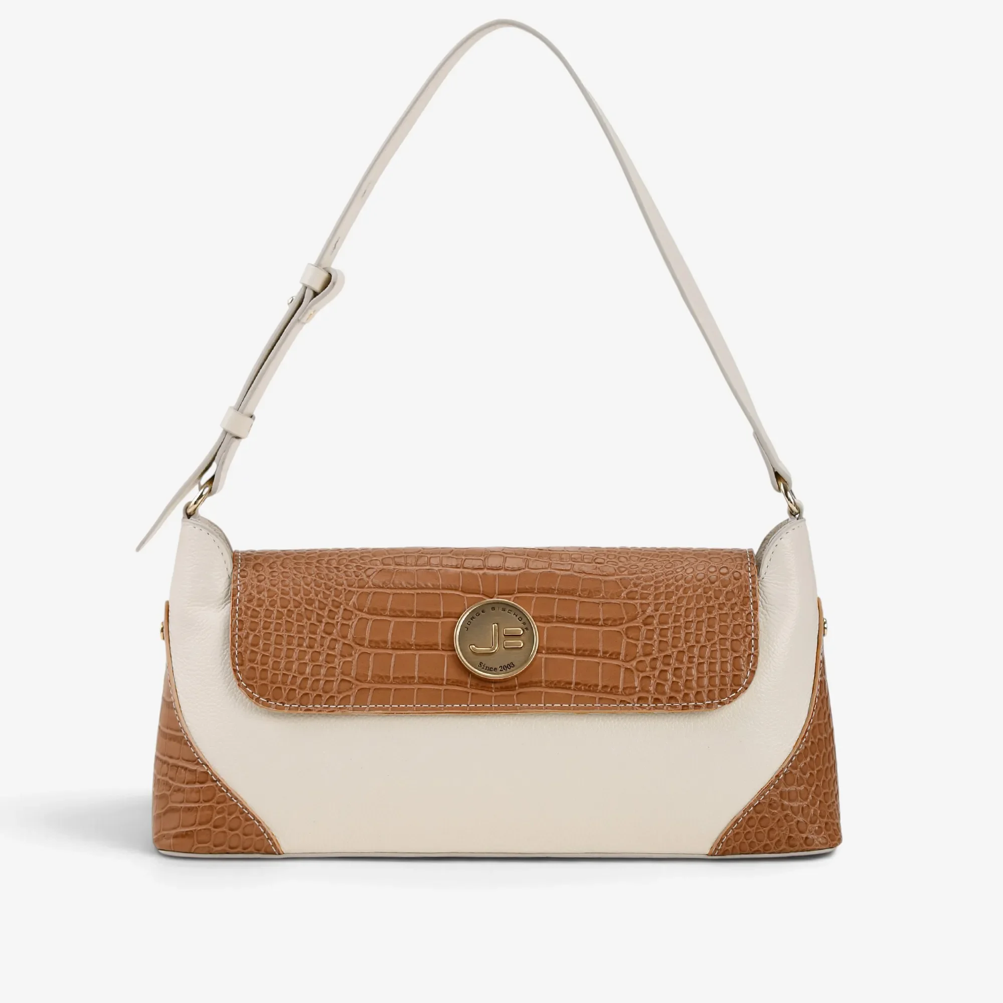 Bolsa Baguete Off White Algodão Couro — imagem 1