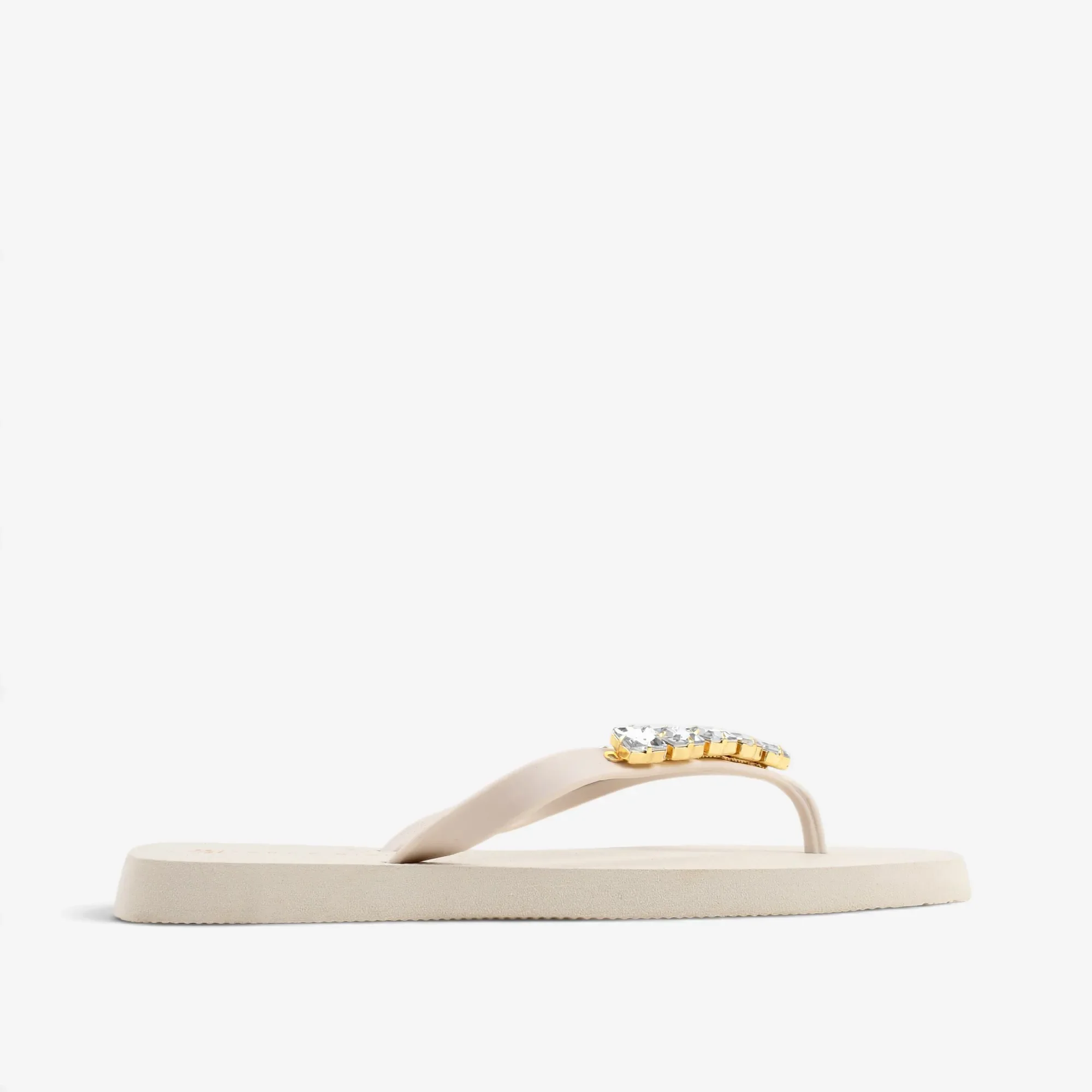 Chinelo Flat Pedraria Off White Algodão — imagem 1