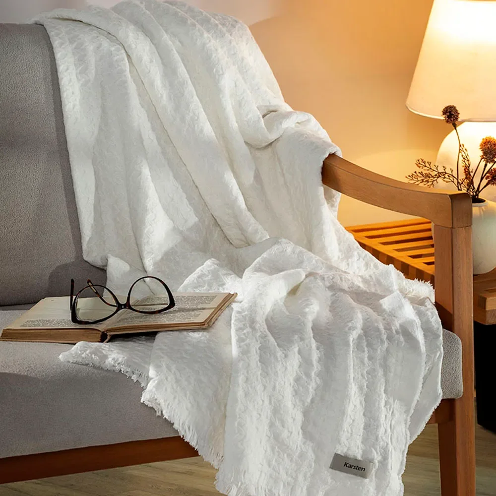 Manta Decorativa 100% Algodão Cora Ivory — imagem 1