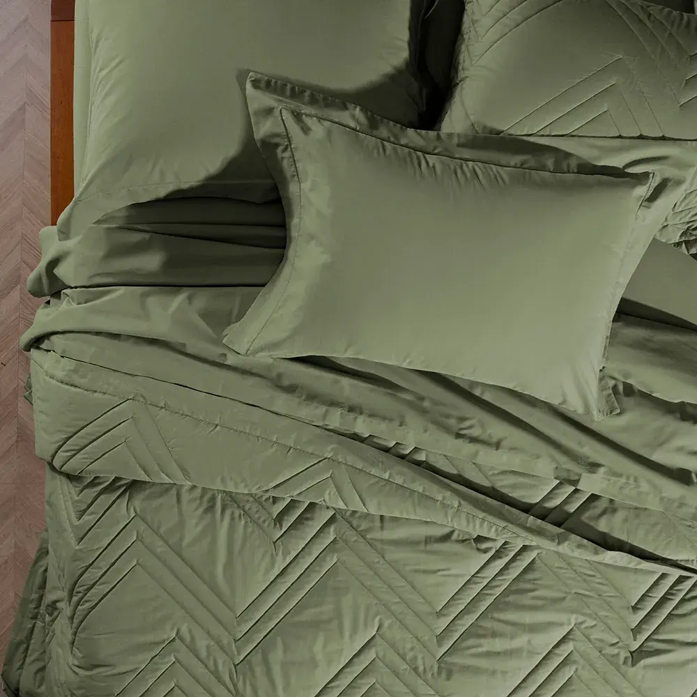Colcha com Porta-travesseiro 200 Fios Ivy Verde Campo