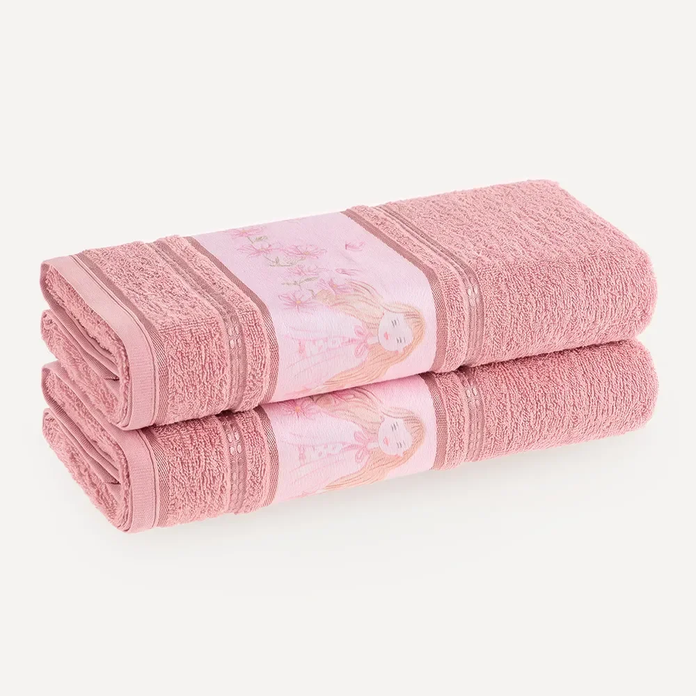 Kit 2 Toalhas de Banho Infantis Amora Pétala — imagem 1