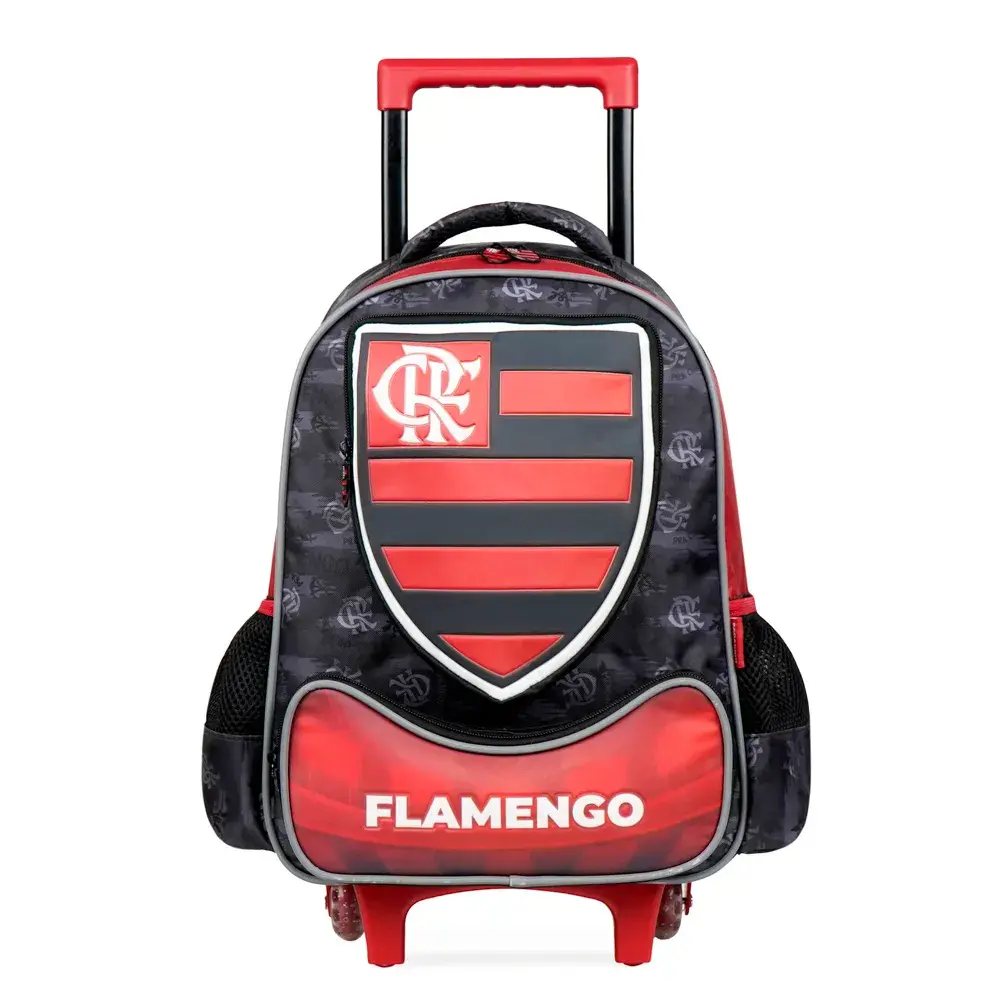 Mochila de Rodinha Escolar Flamengo Escudo Preto