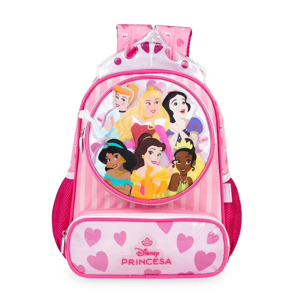 Mochila Escolar Feminina Infantil Pré Escolar Princesas Baby Rosa