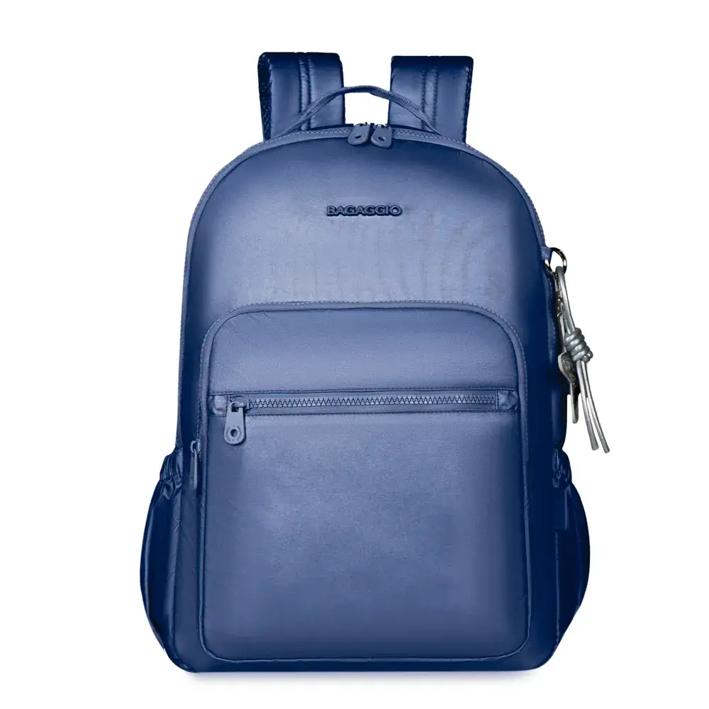 Mochila Escolar Feminina Juvenil Perolada Azul