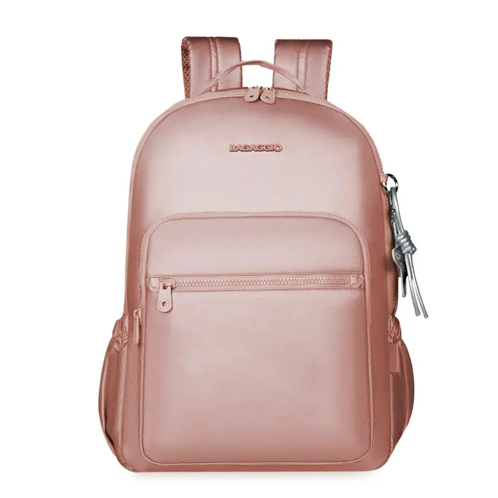 Mochila Escolar Feminina Juvenil Perolada Rosa Claro