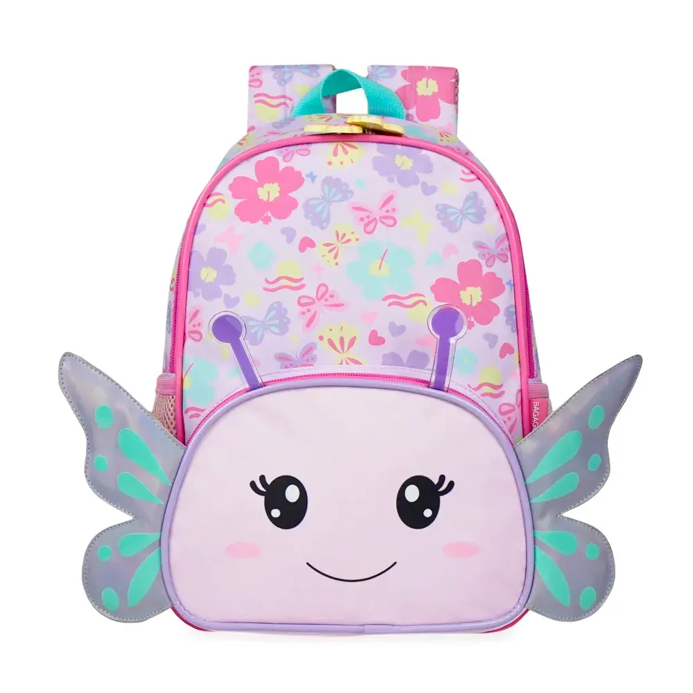 Mochila Escolar Feminina Infantil Pets Borboleta Baby Lilas