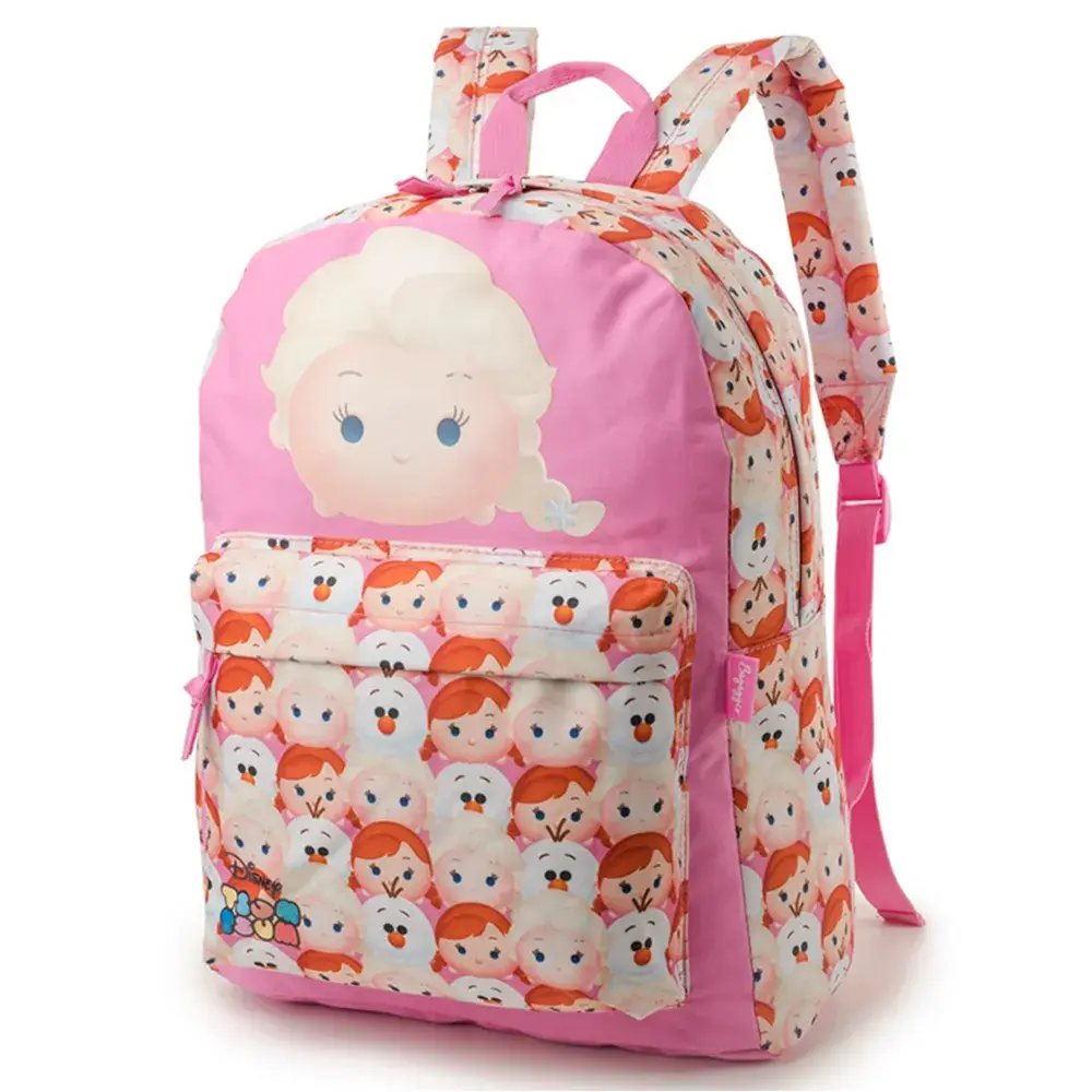 Mochila Escolar Feminina Tsum Tsum Frozen Rosa