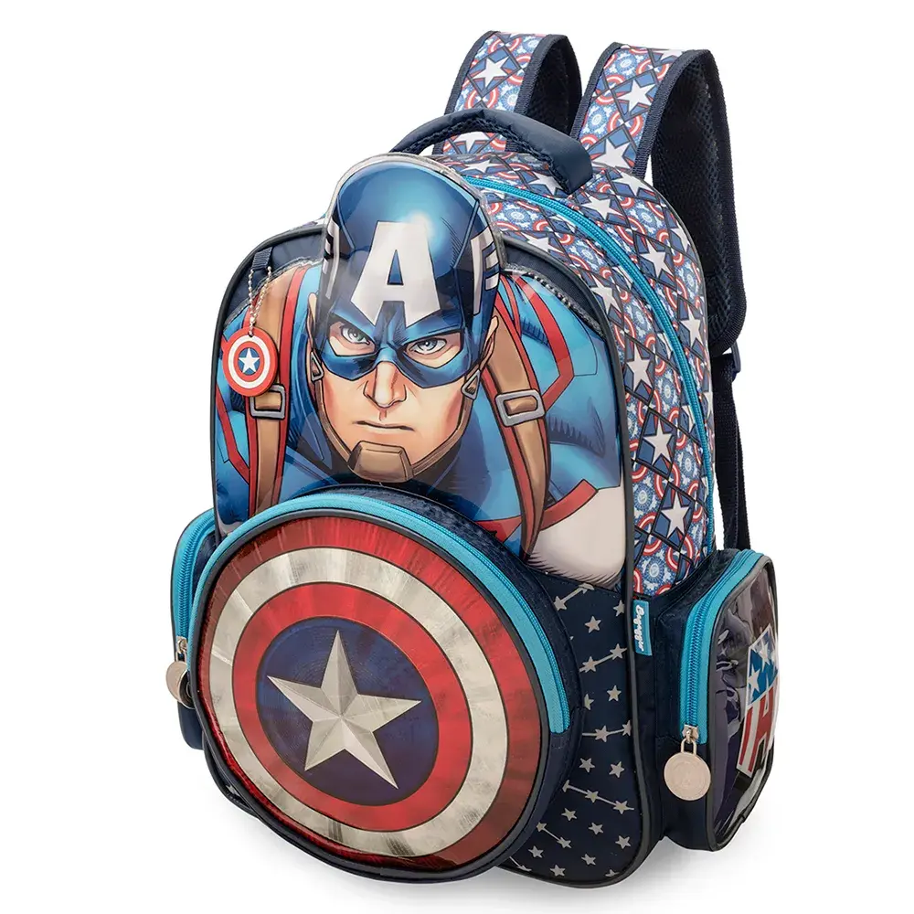 Mochila Escolar Masculina Capitão América Azul