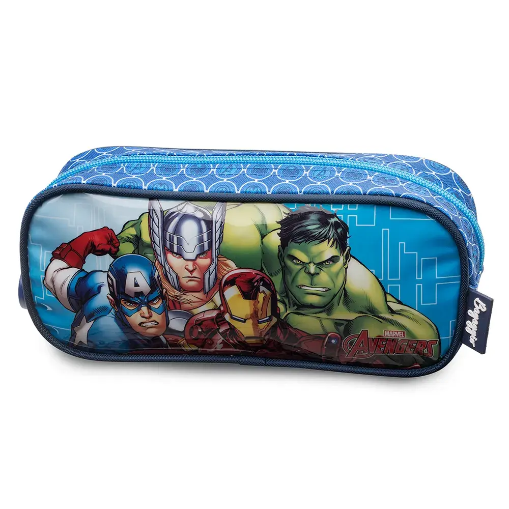 Estojo Escolar Masculino Vingadores Azul