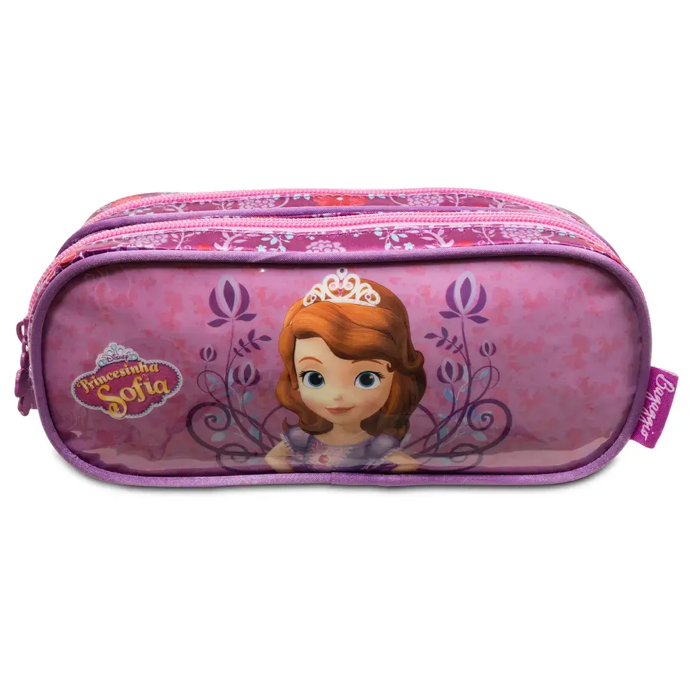 Estojo Escolar Feminino Premium Princesa Sofia Roxo